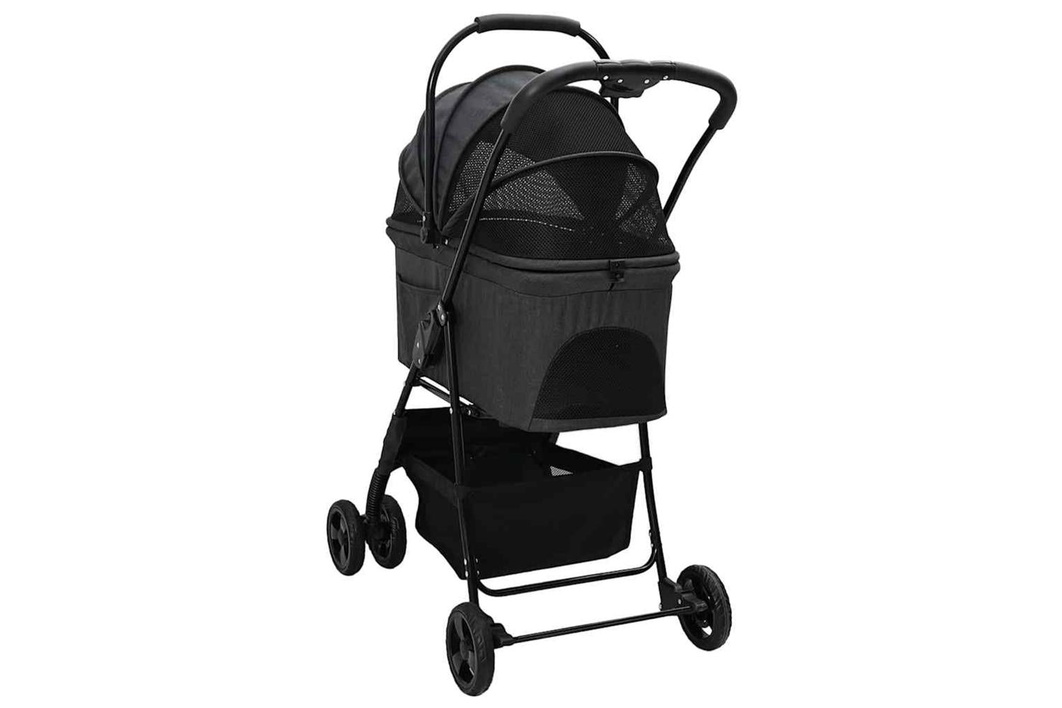 Vidaxl Folding Pet Stroller Black 81 X 47 X 99 Cm 600d Oxford Fabric-8