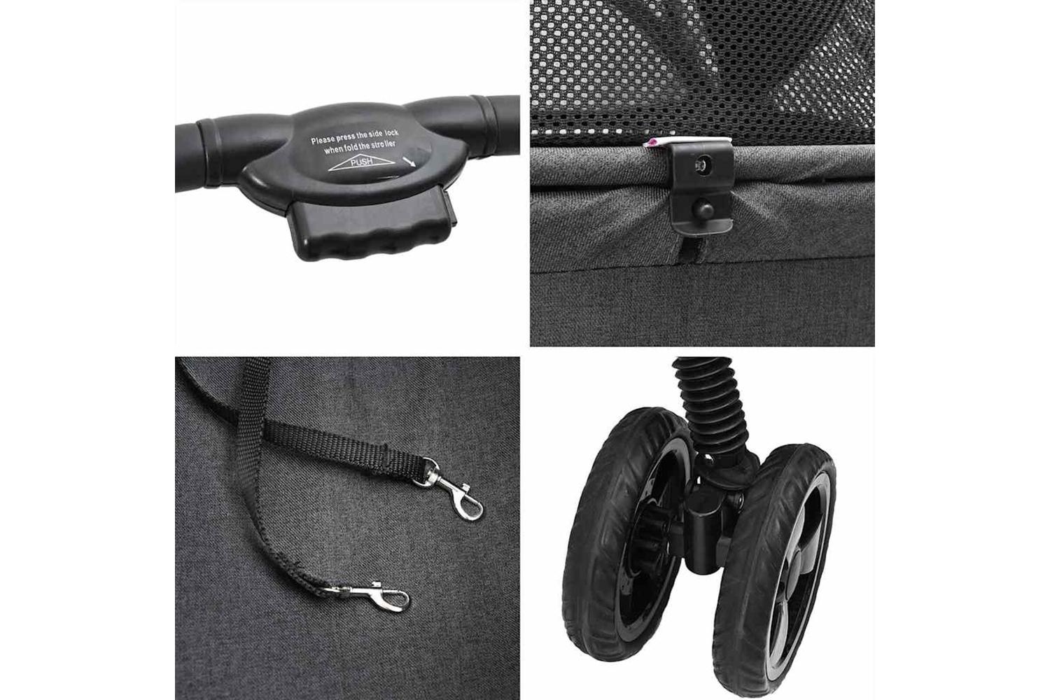 Vidaxl Folding Pet Stroller Black 81 X 47 X 99 Cm 600d Oxford Fabric-9