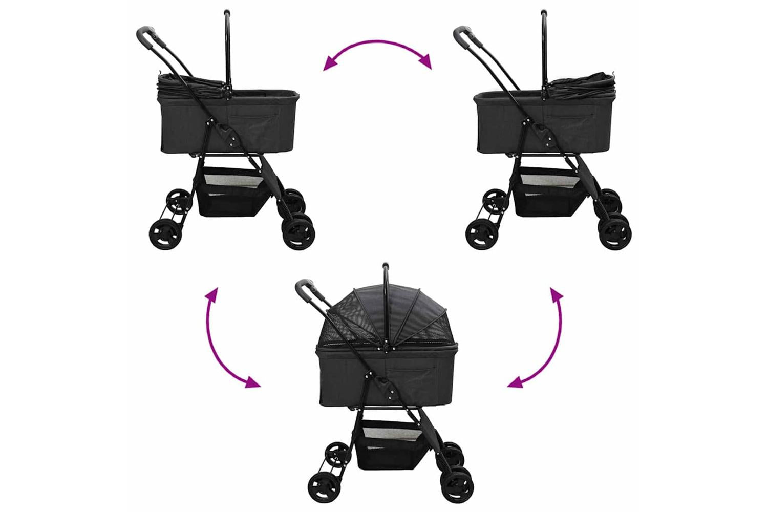 Vidaxl Folding Pet Stroller Black 81 X 47 X 99 Cm 600d Oxford Fabric-10