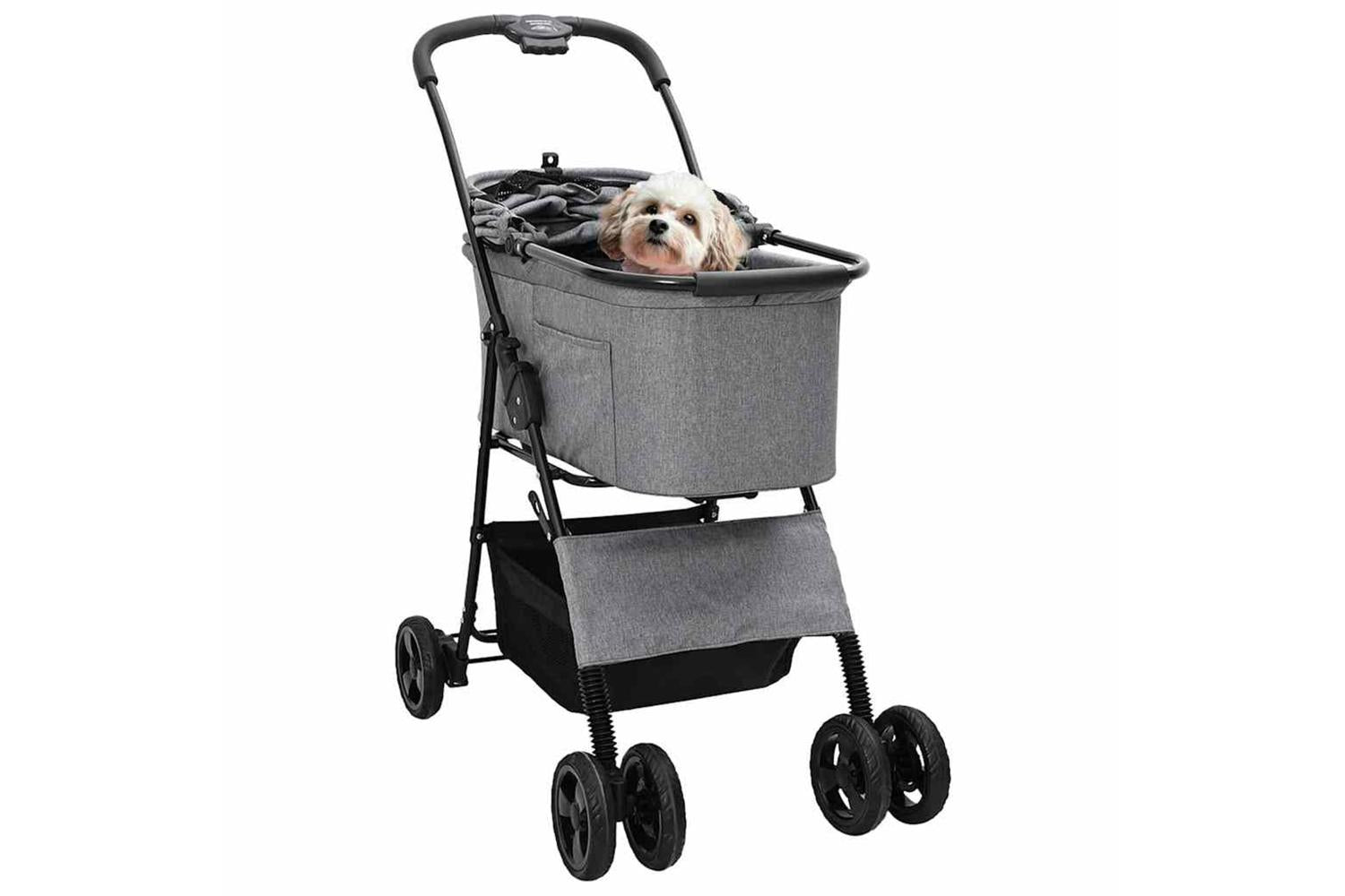 Vidaxl Folding Pet Stroller Grey 81 X 47 X 99 Cm 600d Oxford Fabric-2
