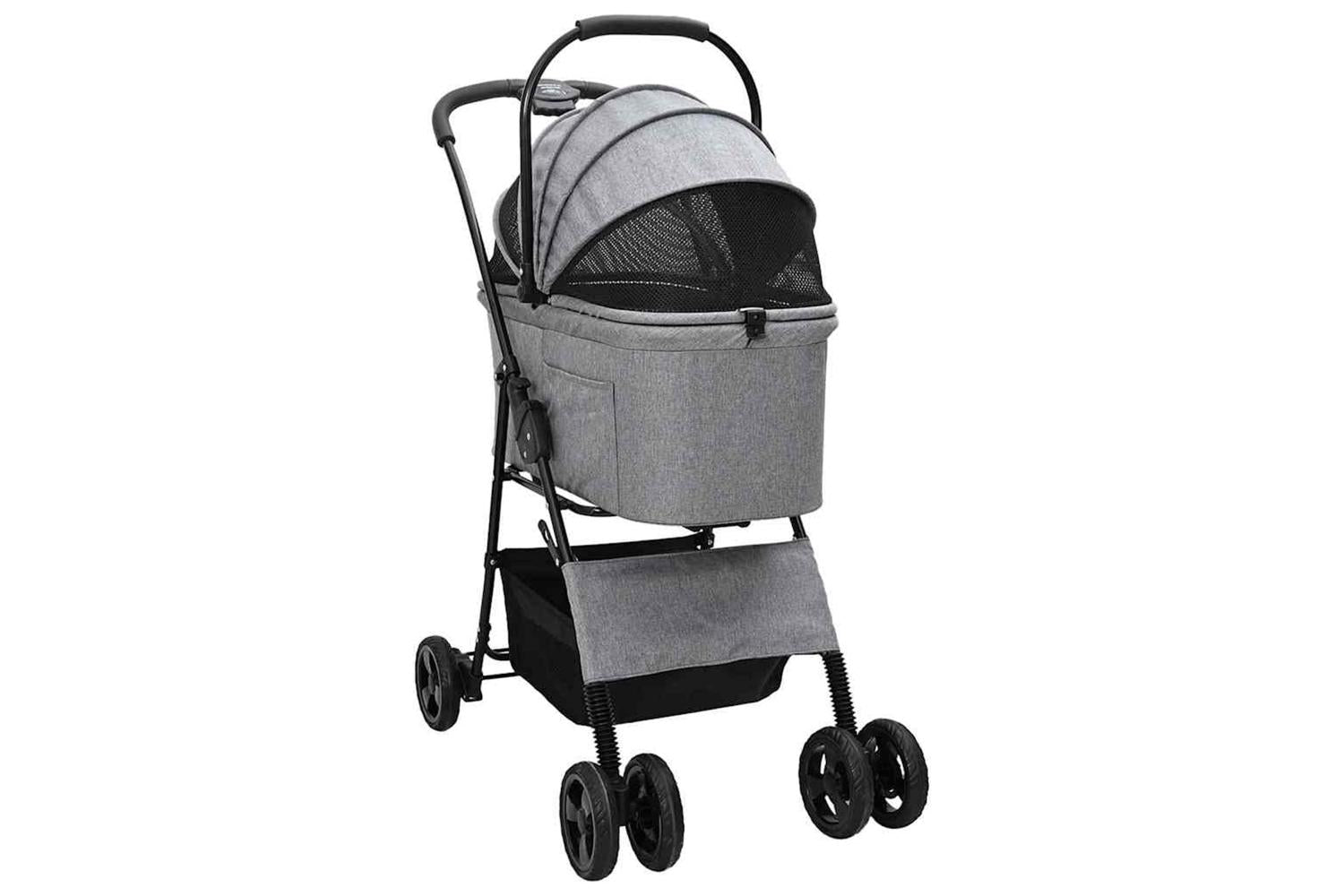 Vidaxl Folding Pet Stroller Grey 81 X 47 X 99 Cm 600d Oxford Fabric-3
