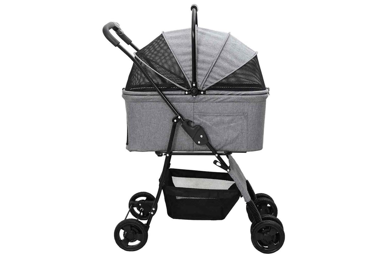 Vidaxl Folding Pet Stroller Grey 81 X 47 X 99 Cm 600d Oxford Fabric-7