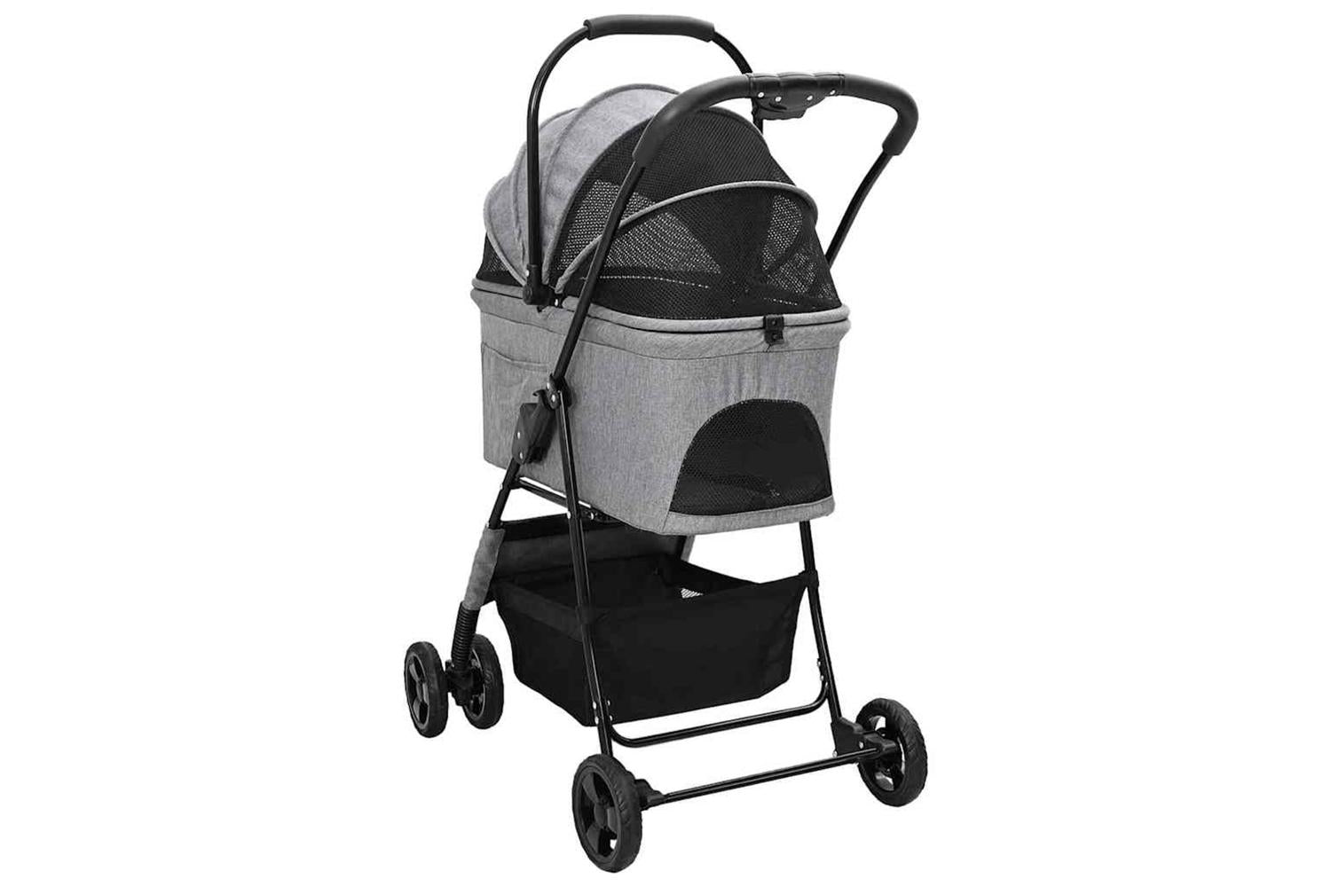 Vidaxl Folding Pet Stroller Grey 81 X 47 X 99 Cm 600d Oxford Fabric-8