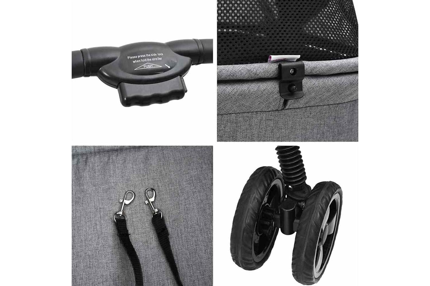 Vidaxl Folding Pet Stroller Grey 81 X 47 X 99 Cm 600d Oxford Fabric-9