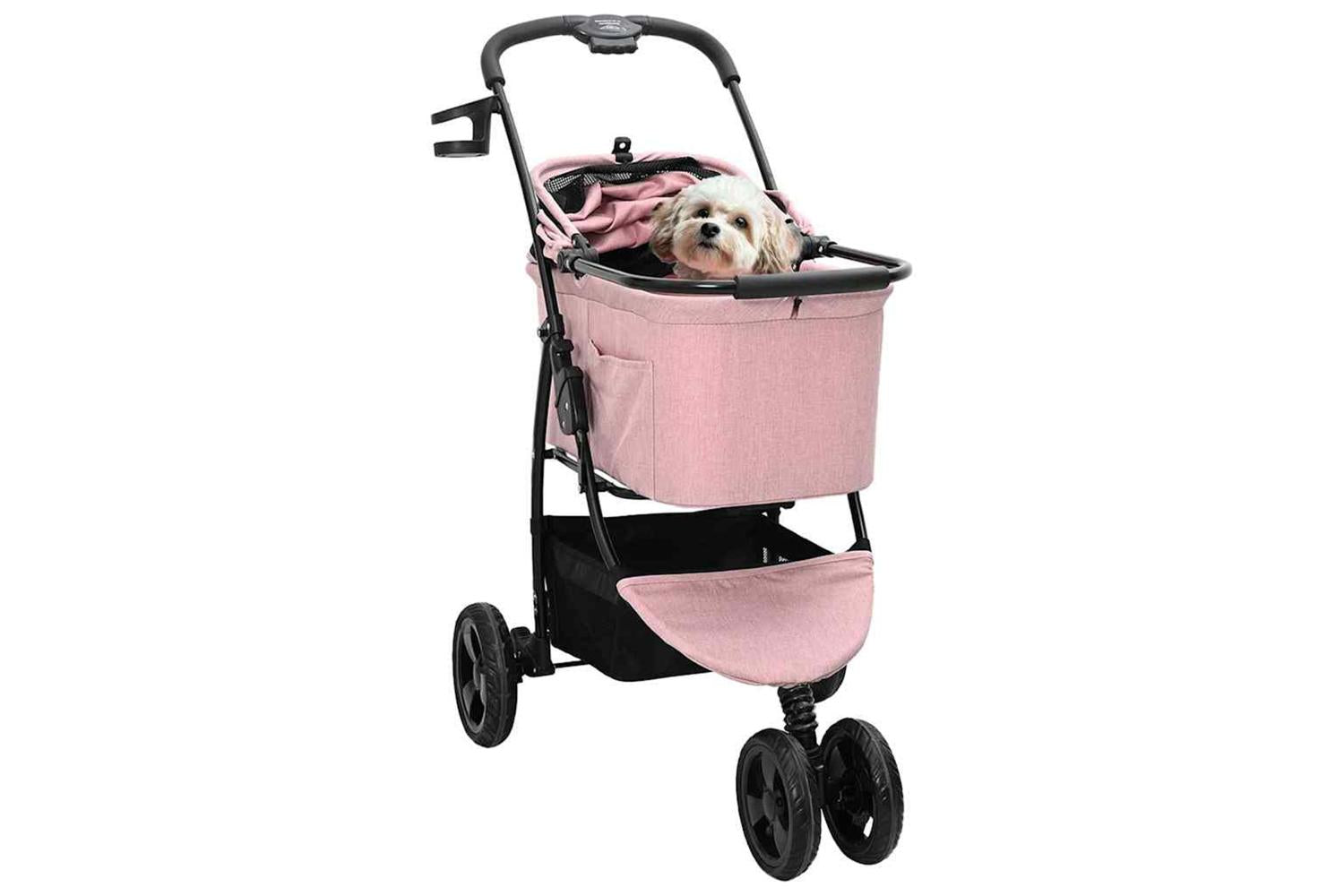 Vidaxl Folding Pet Stroller Pink 78 X 54 X 101 Cm 600d Oxford Fabric-2