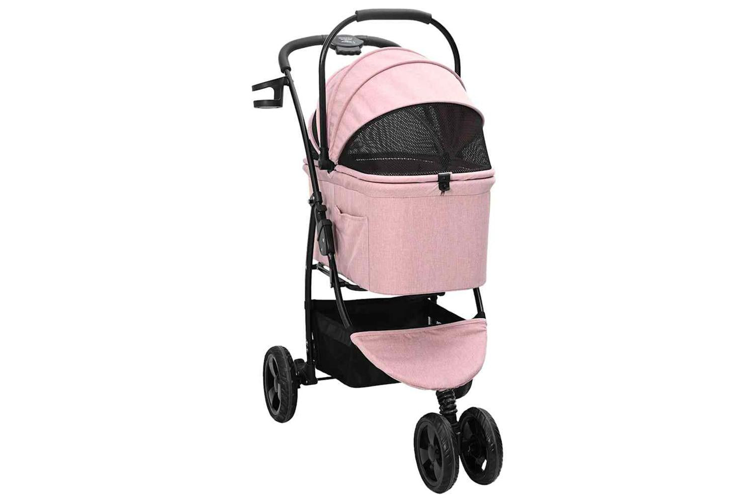Vidaxl Folding Pet Stroller Pink 78 X 54 X 101 Cm 600d Oxford Fabric-3
