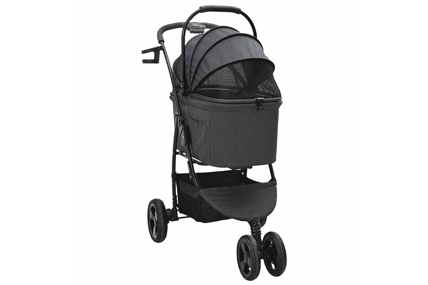 Vidaxl Folding Pet Stroller Black 78 X 54 X 101 Cm 600d Oxford Fabric-3