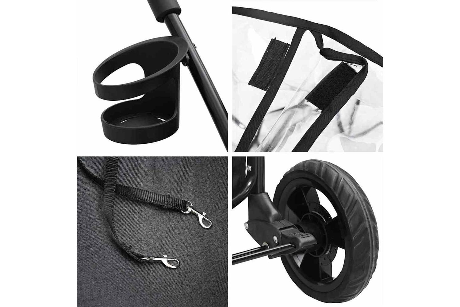 Vidaxl Folding Pet Stroller Black 78 X 54 X 101 Cm 600d Oxford Fabric-10