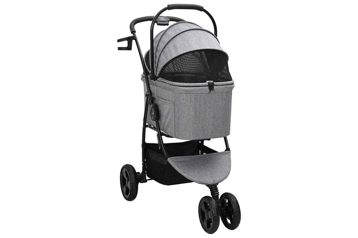 Vidaxl Folding Pet Stroller Grey 78 X 54 X 101 Cm 600d Oxford Fabric-3