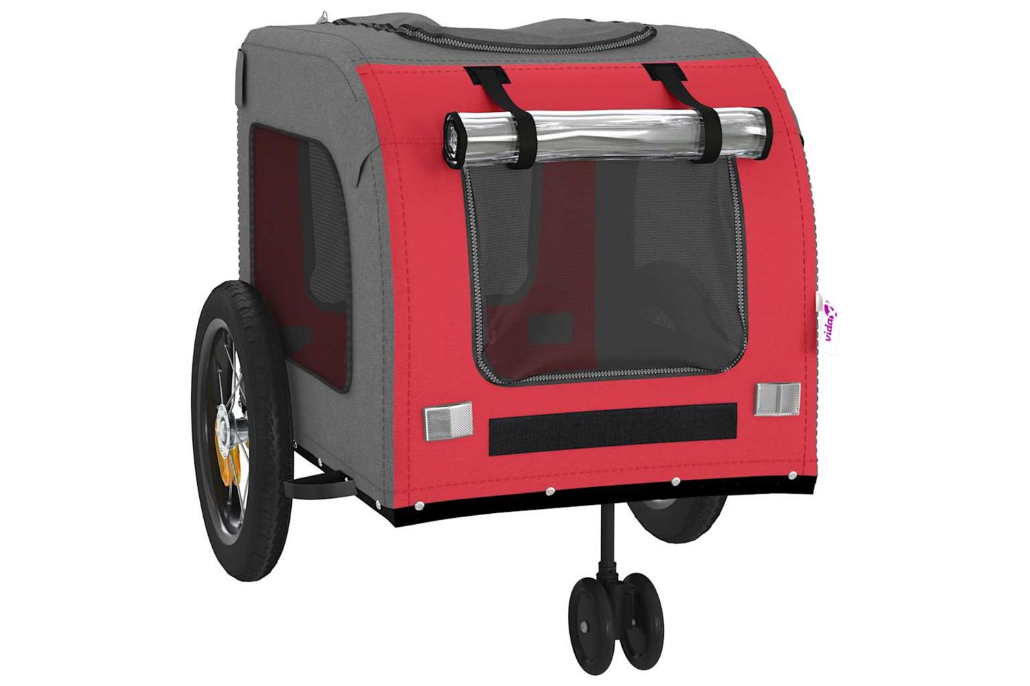 Vidaxl Pet Bike Trailer With Storage Red And Grey 1245 X 635 X 53 Cm-8