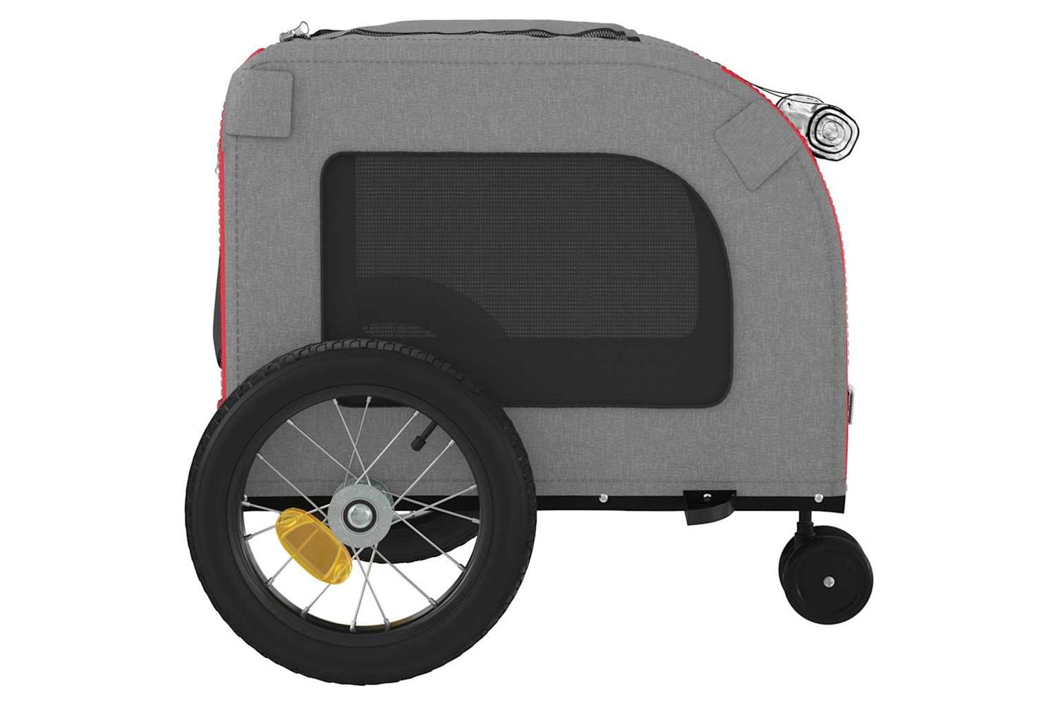 Vidaxl Pet Bike Trailer With Storage Red And Grey 1245 X 635 X 53 Cm-9