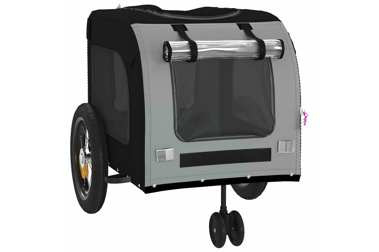 Vidaxl Pet Bike Trailer Grey And Black 545 X 120 X 161 Cm-8