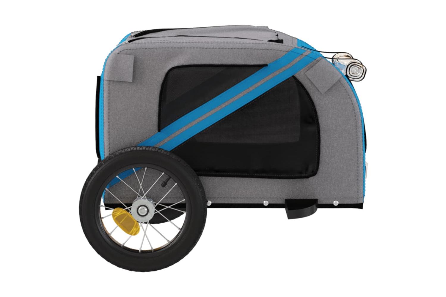 Vidaxl Pet Bike Trailer Blue And Grey Oxford Fabric And Iron-7