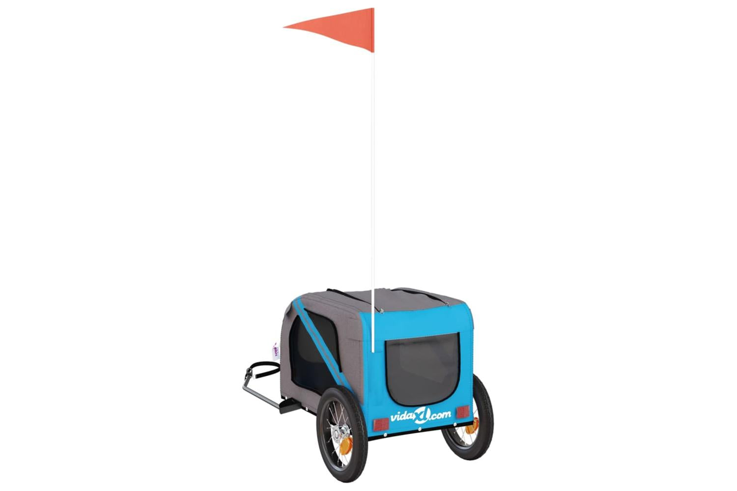 Vidaxl Pet Bike Trailer Blue And Grey Oxford Fabric And Iron-8