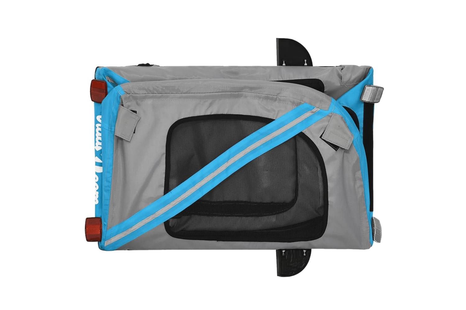 Vidaxl Pet Bike Trailer Blue And Grey Oxford Fabric And Iron-9