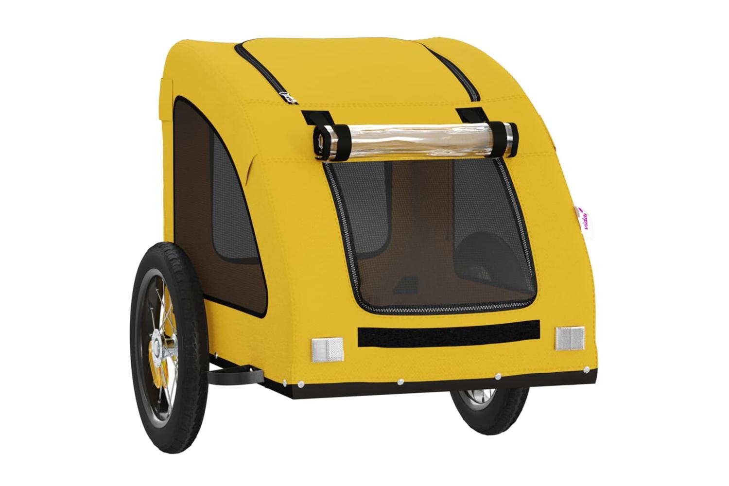 Vidaxl Pet Bike Trailer Yellow Oxford Fabric And Iron-5