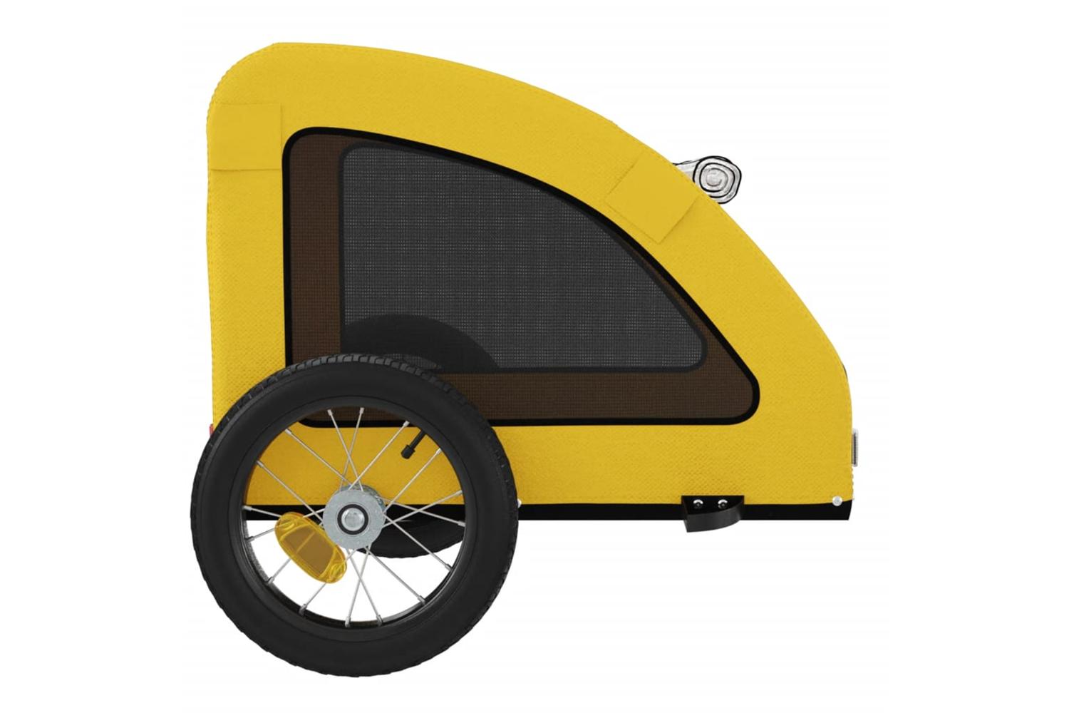 Vidaxl Pet Bike Trailer Yellow Oxford Fabric And Iron-7