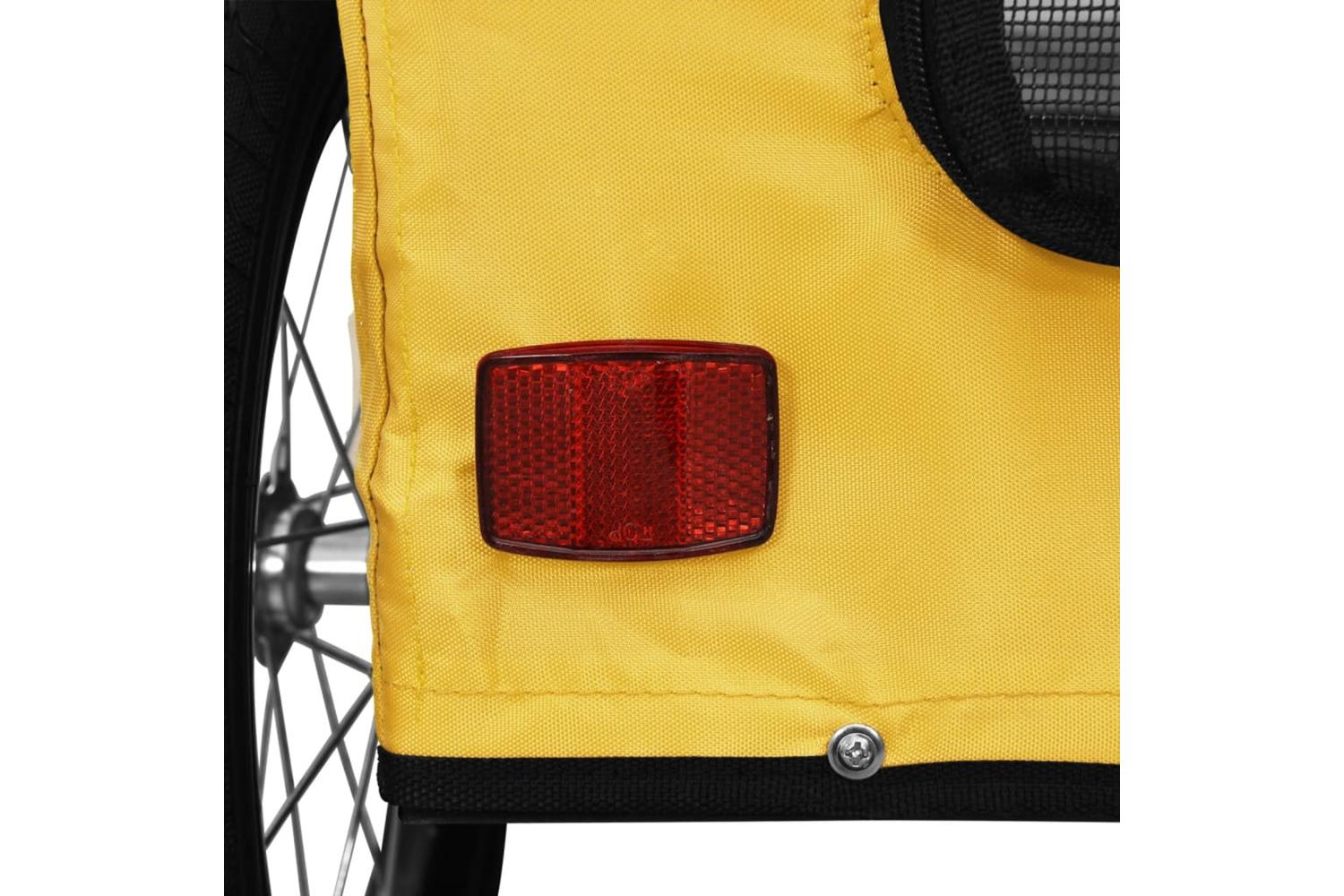 Vidaxl Pet Bike Trailer Yellow Oxford Fabric And Iron-10