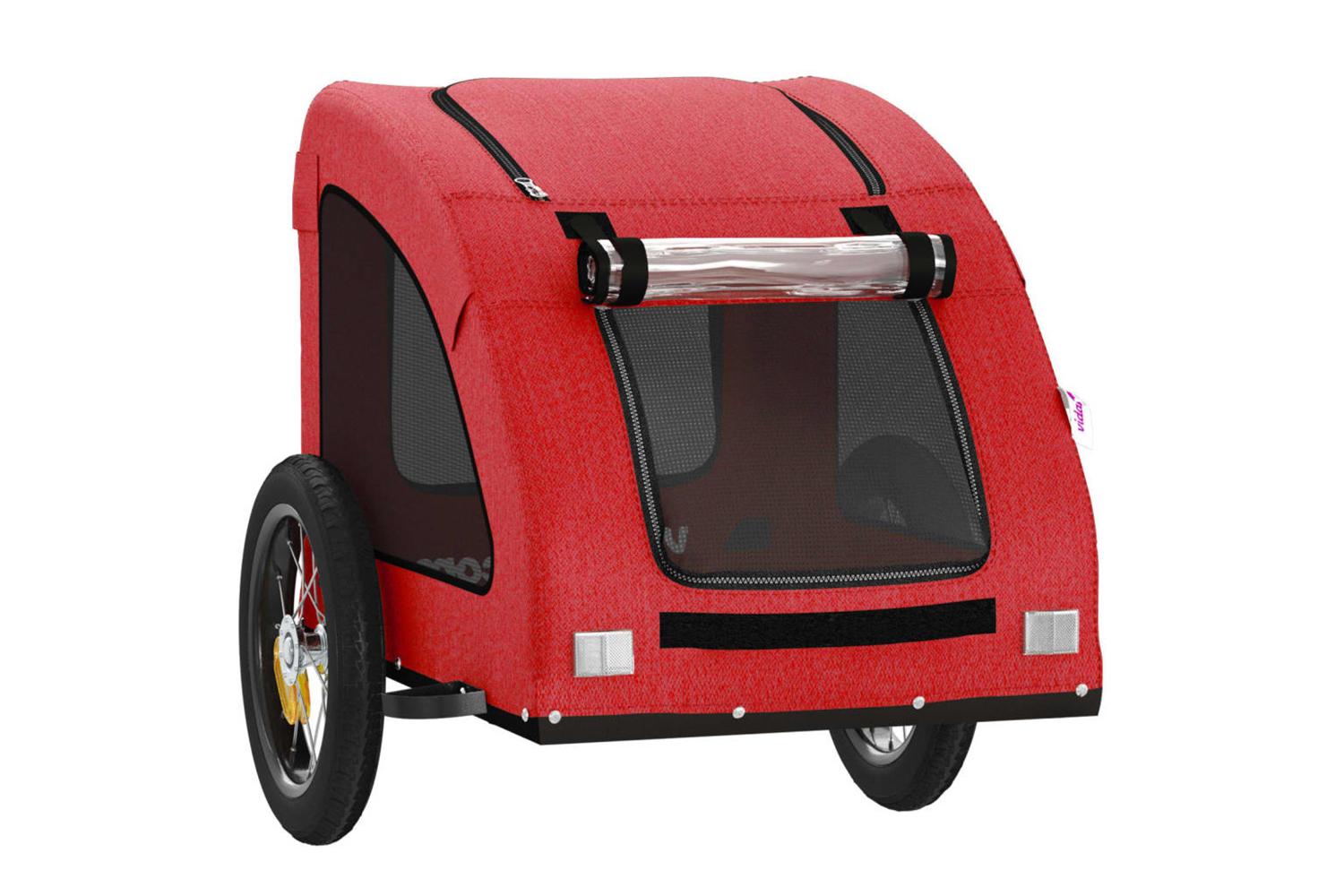Vidaxl Pet Bike Trailer Red Oxford Fabric And Iron-5