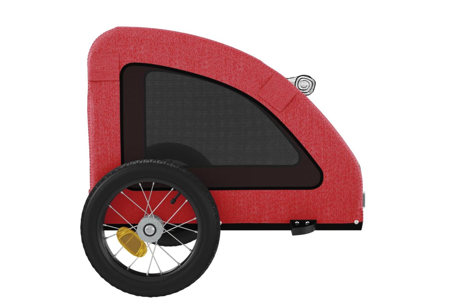 Vidaxl Pet Bike Trailer Red Oxford Fabric And Iron-7