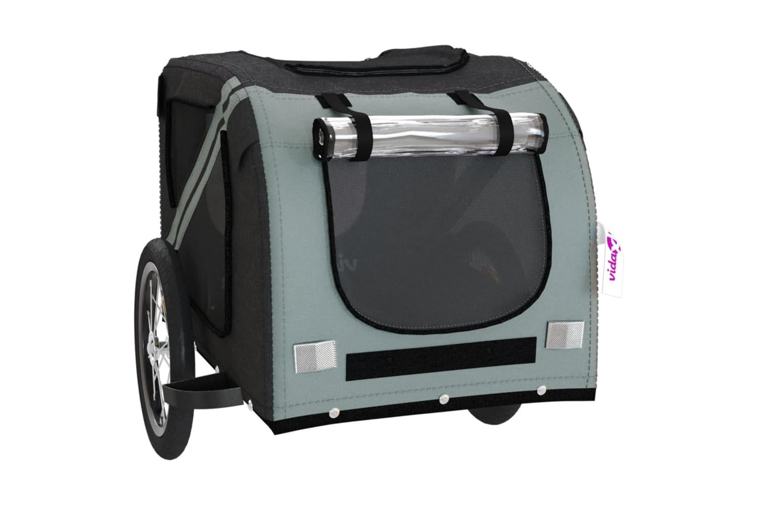 Vidaxl Pet Bike Trailer Black And Grey Oxford Fabric And Iron-5