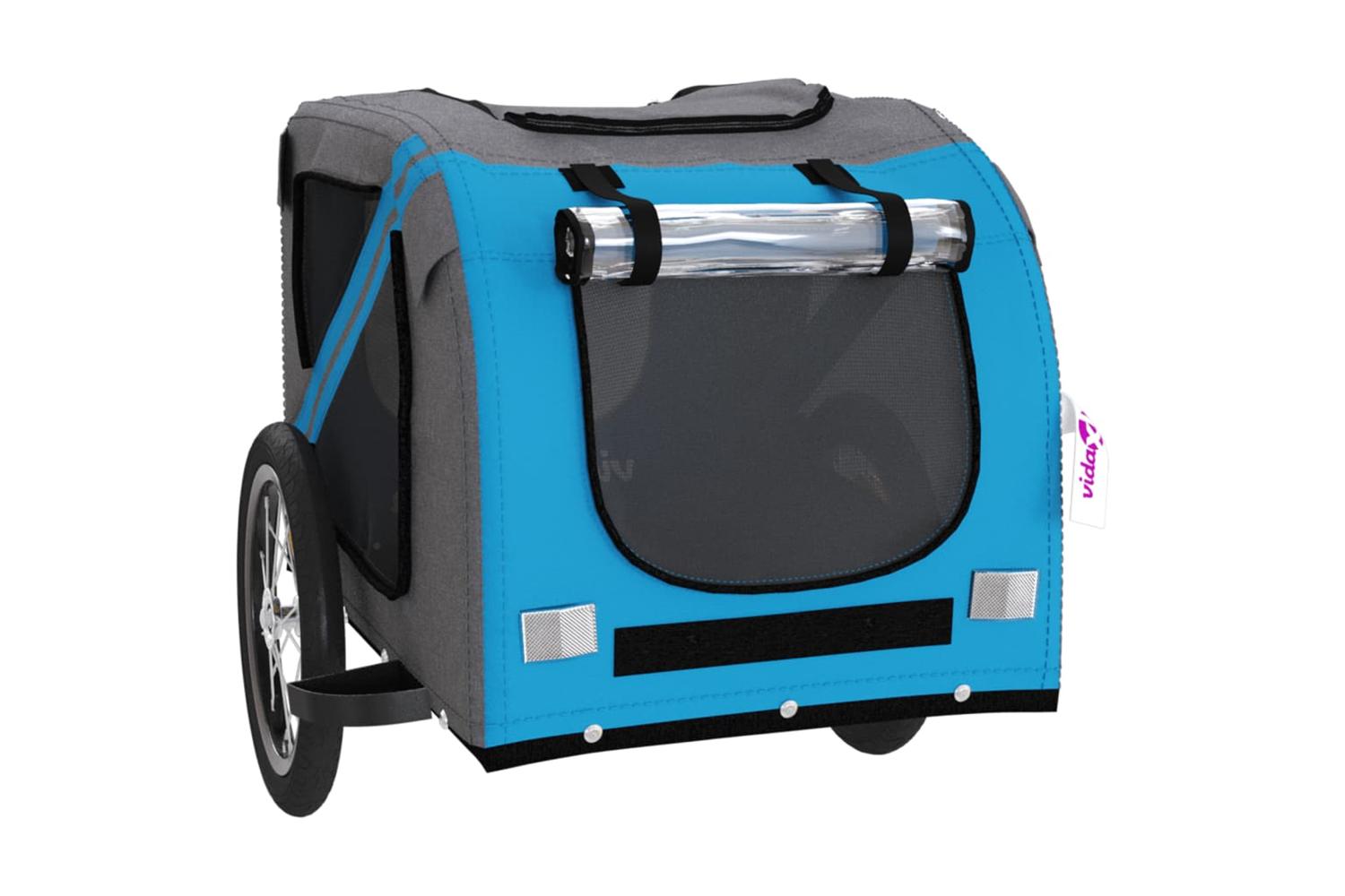 Vidaxl Pet Bike Trailer Blue And Grey Oxford Fabric And Iron-5