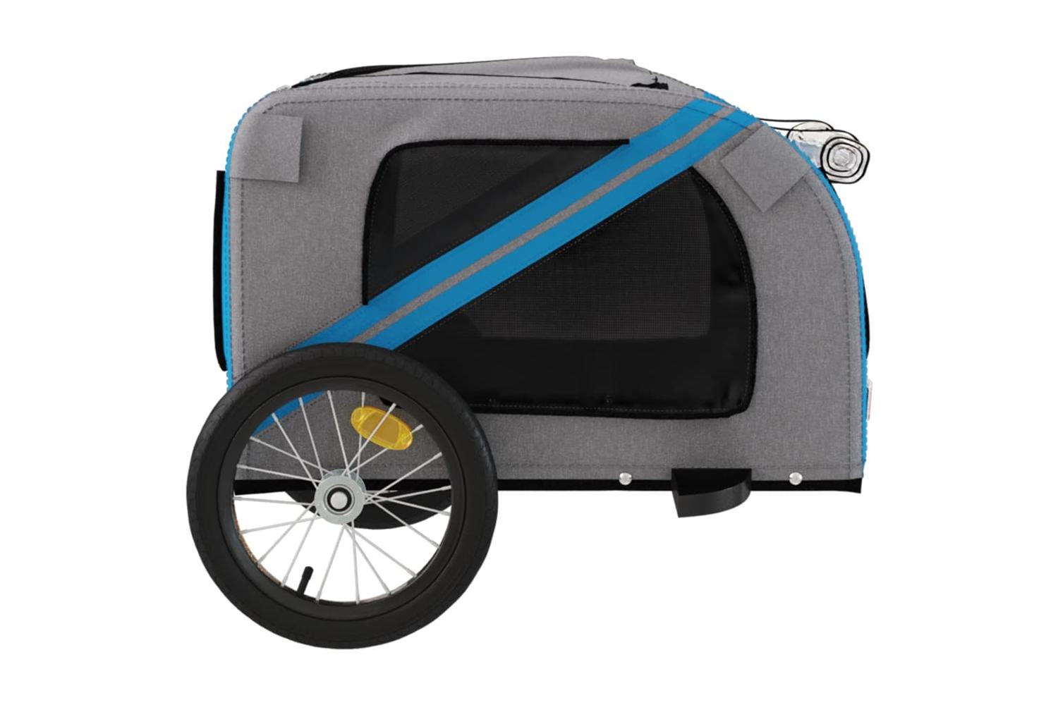Vidaxl Pet Bike Trailer Blue And Grey Oxford Fabric And Iron-7