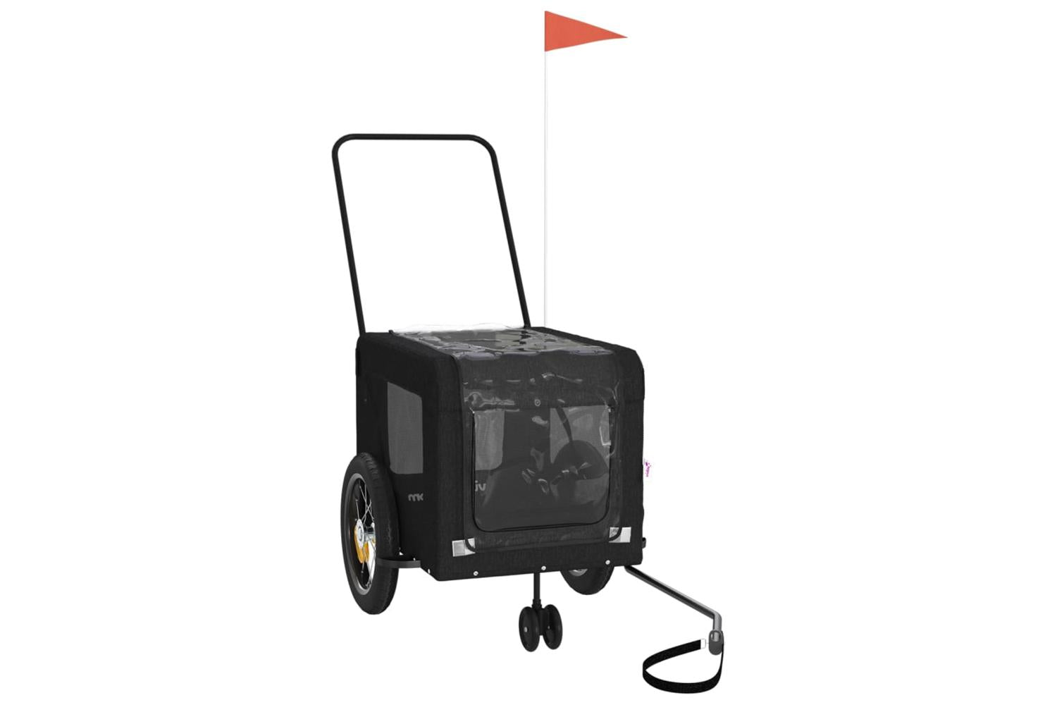 Vidaxl Pet Bike Trailer Black Oxford Fabric And Iron-3