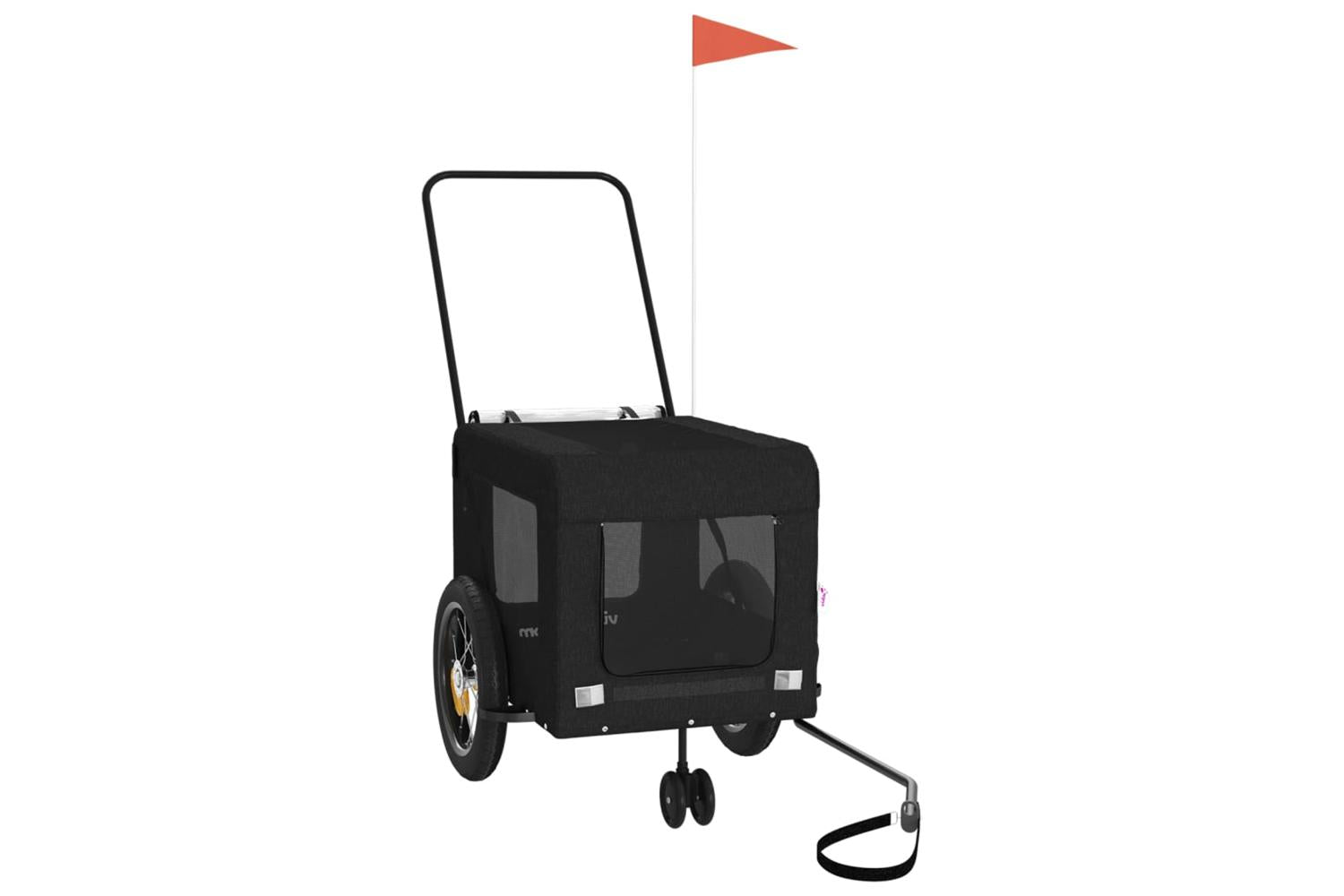 Vidaxl Pet Bike Trailer Black Oxford Fabric And Iron-4