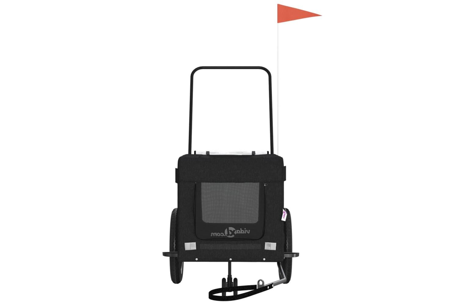 Vidaxl Pet Bike Trailer Black Oxford Fabric And Iron-5
