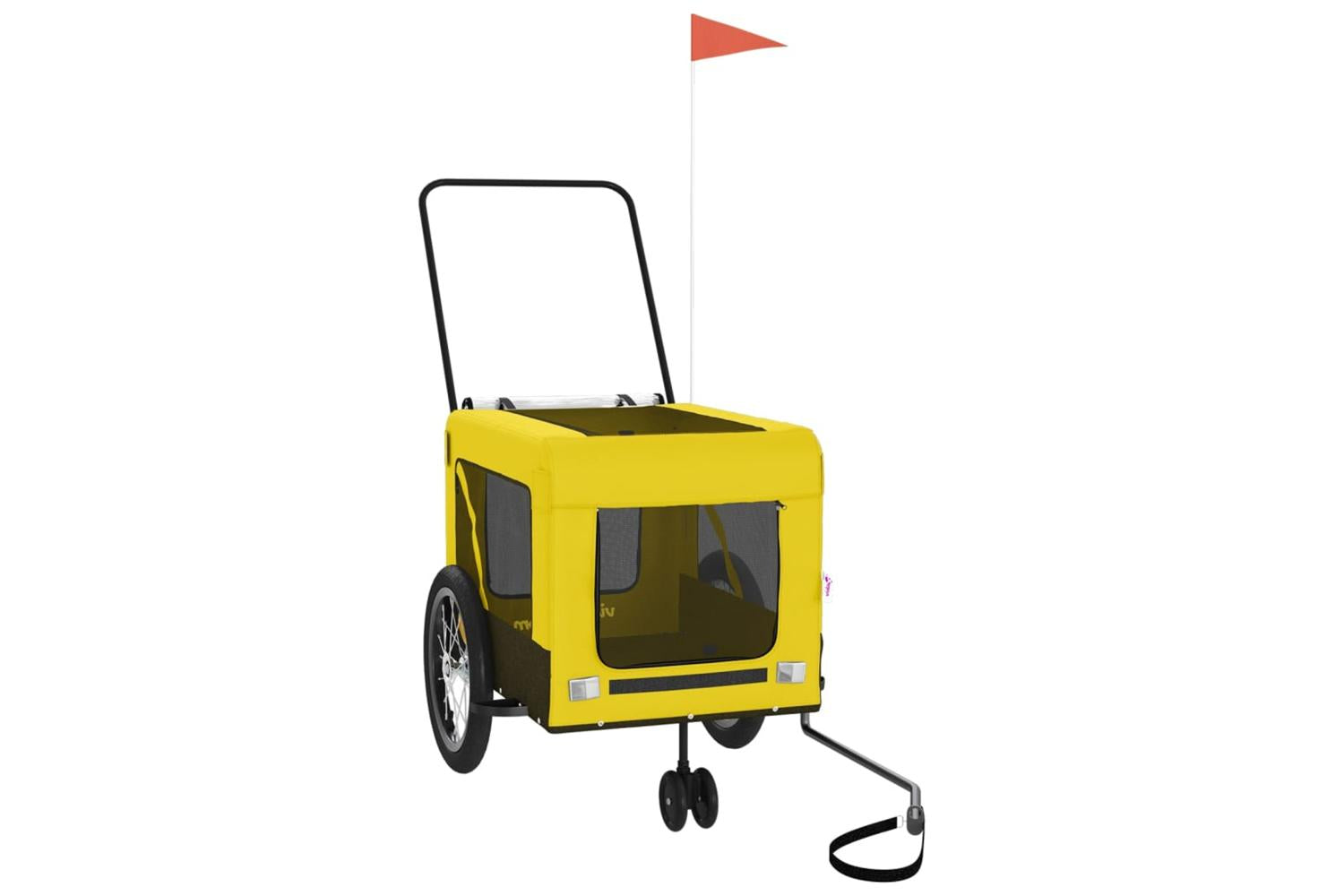 Vidaxl Pet Bike Trailer Yellow And Black Oxford Fabric And Iron-4