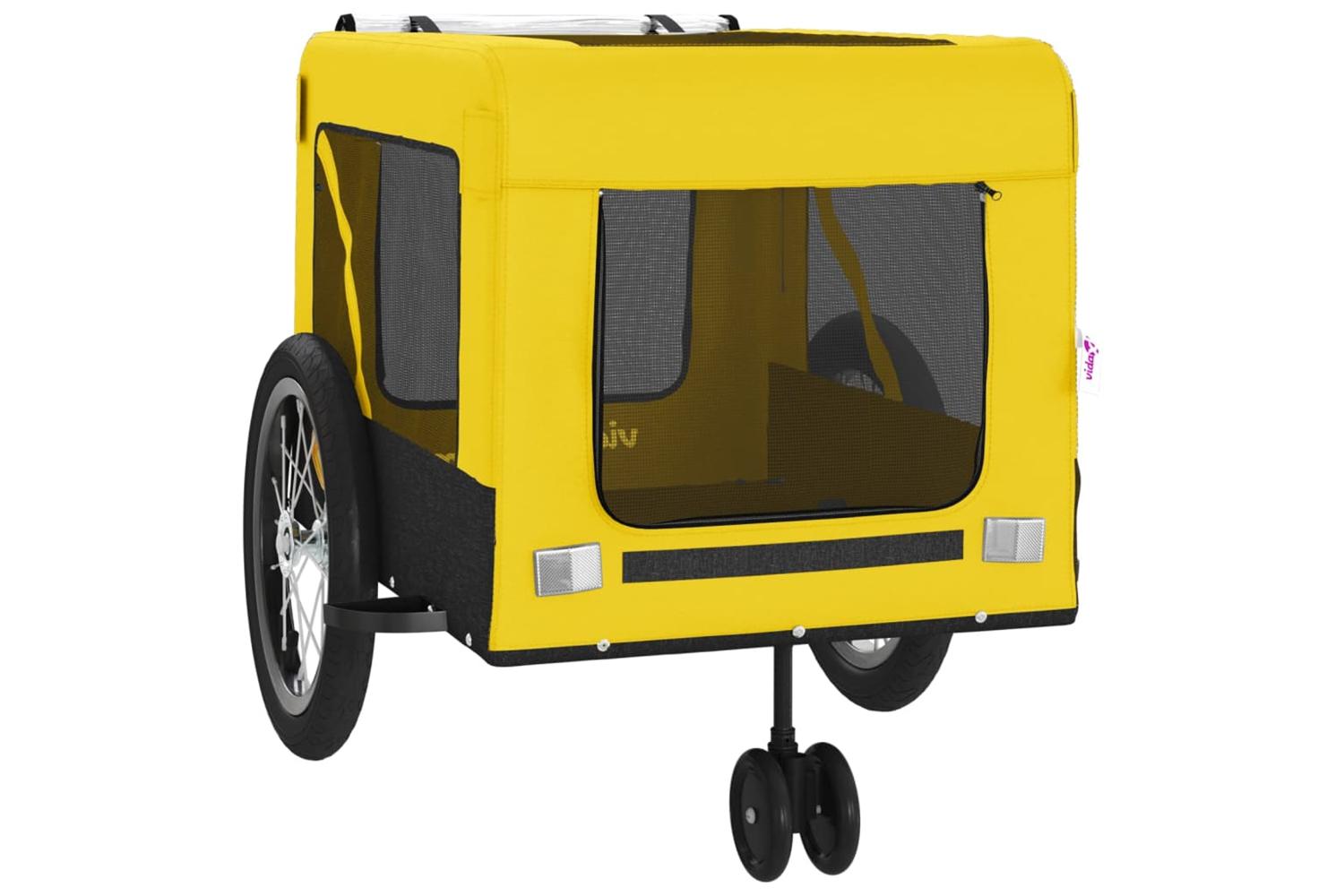 Vidaxl Pet Bike Trailer Yellow And Black Oxford Fabric And Iron-6