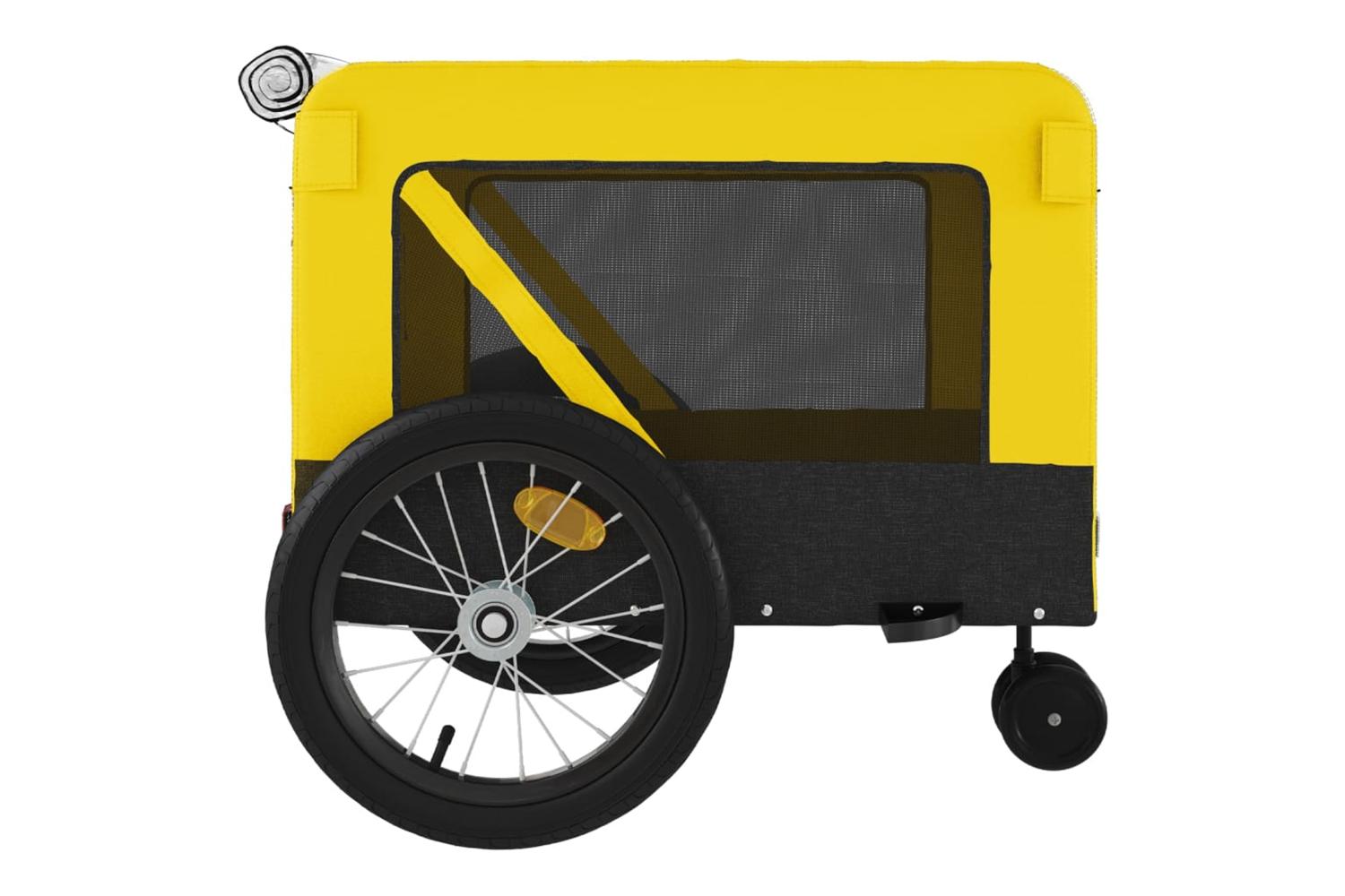 Vidaxl Pet Bike Trailer Yellow And Black Oxford Fabric And Iron-8