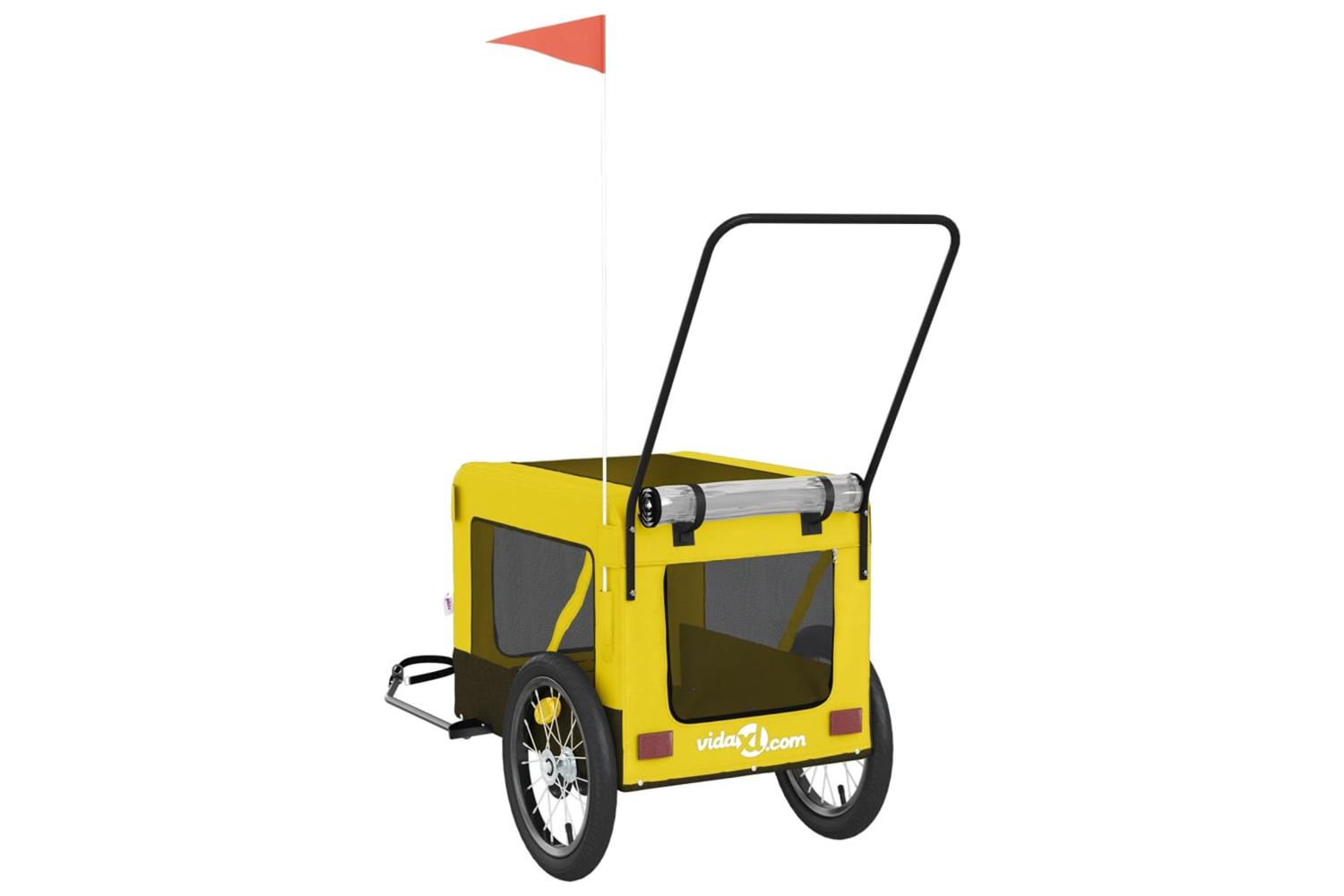 Vidaxl Pet Bike Trailer Yellow And Black Oxford Fabric And Iron-9