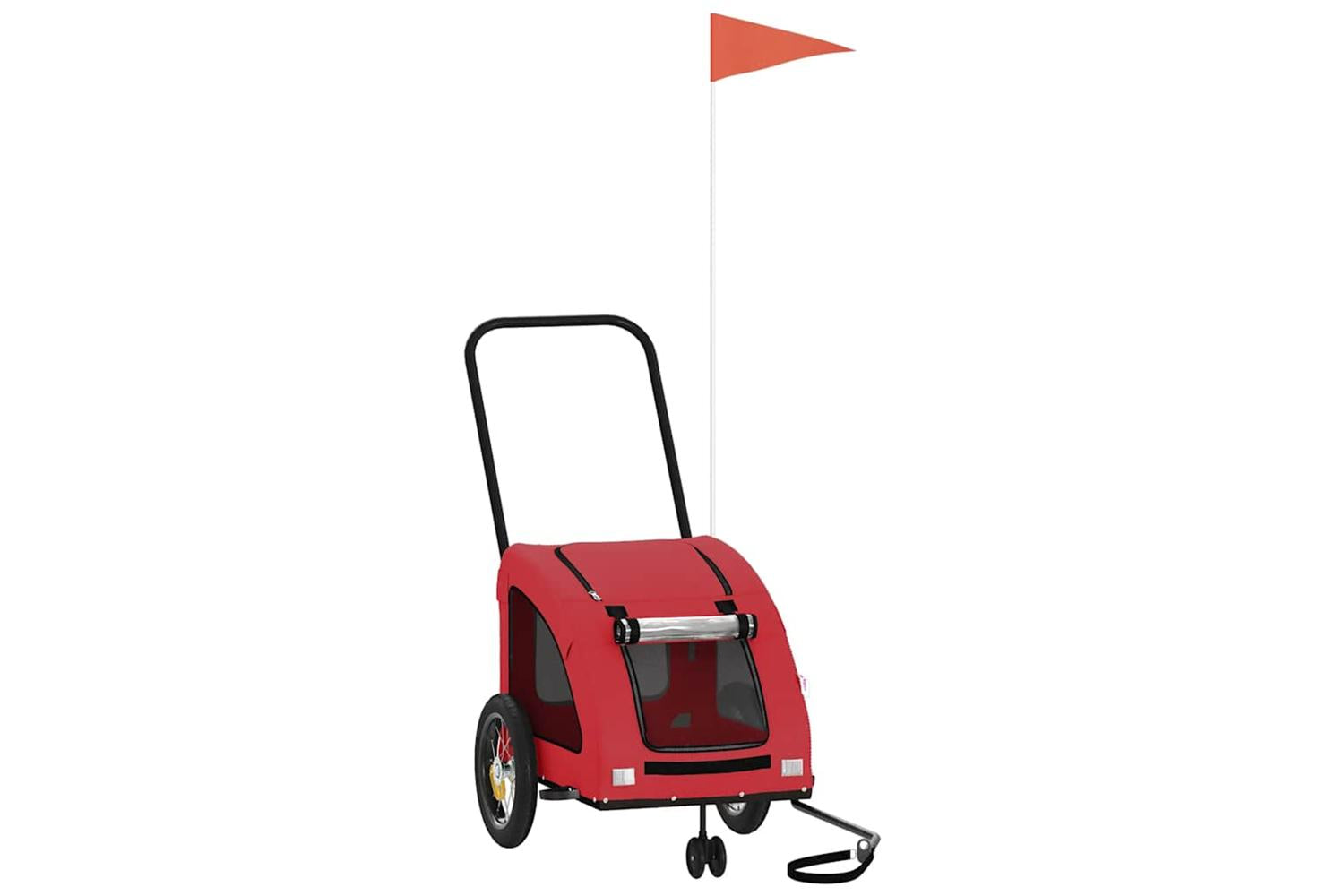 Vidaxl Pet Bike Trailer Red Oxford Fabric And Iron-2