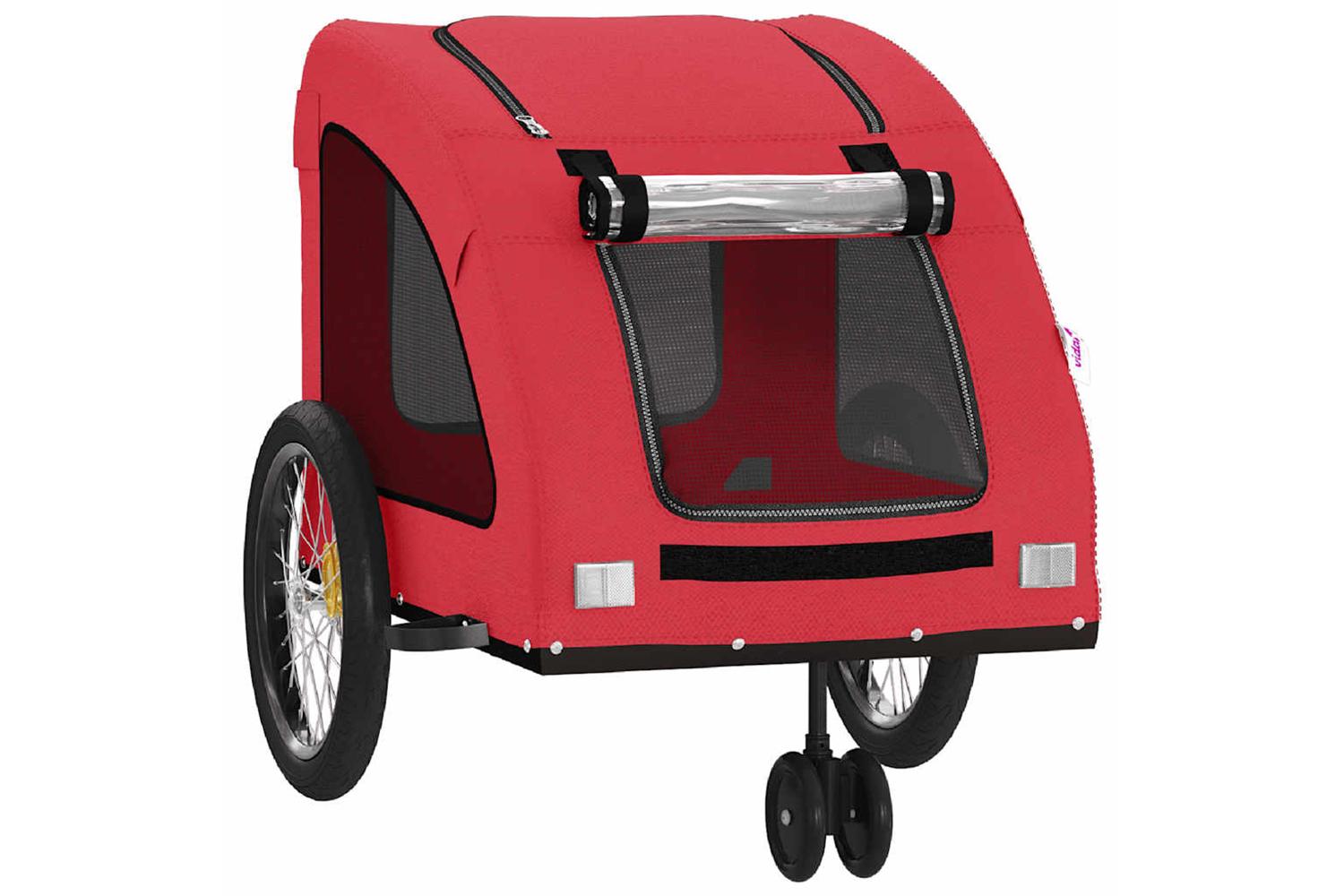 Vidaxl Pet Bike Trailer Red Oxford Fabric And Iron-5