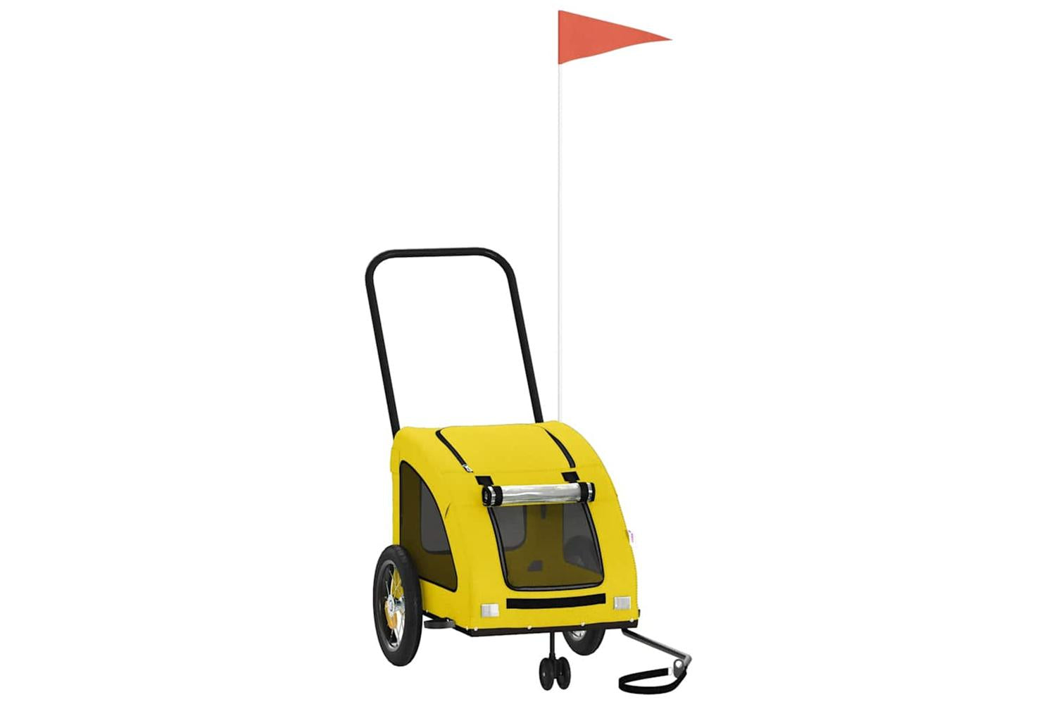 Vidaxl Pet Bike Trailer Yellow Oxford Fabric And Iron-2