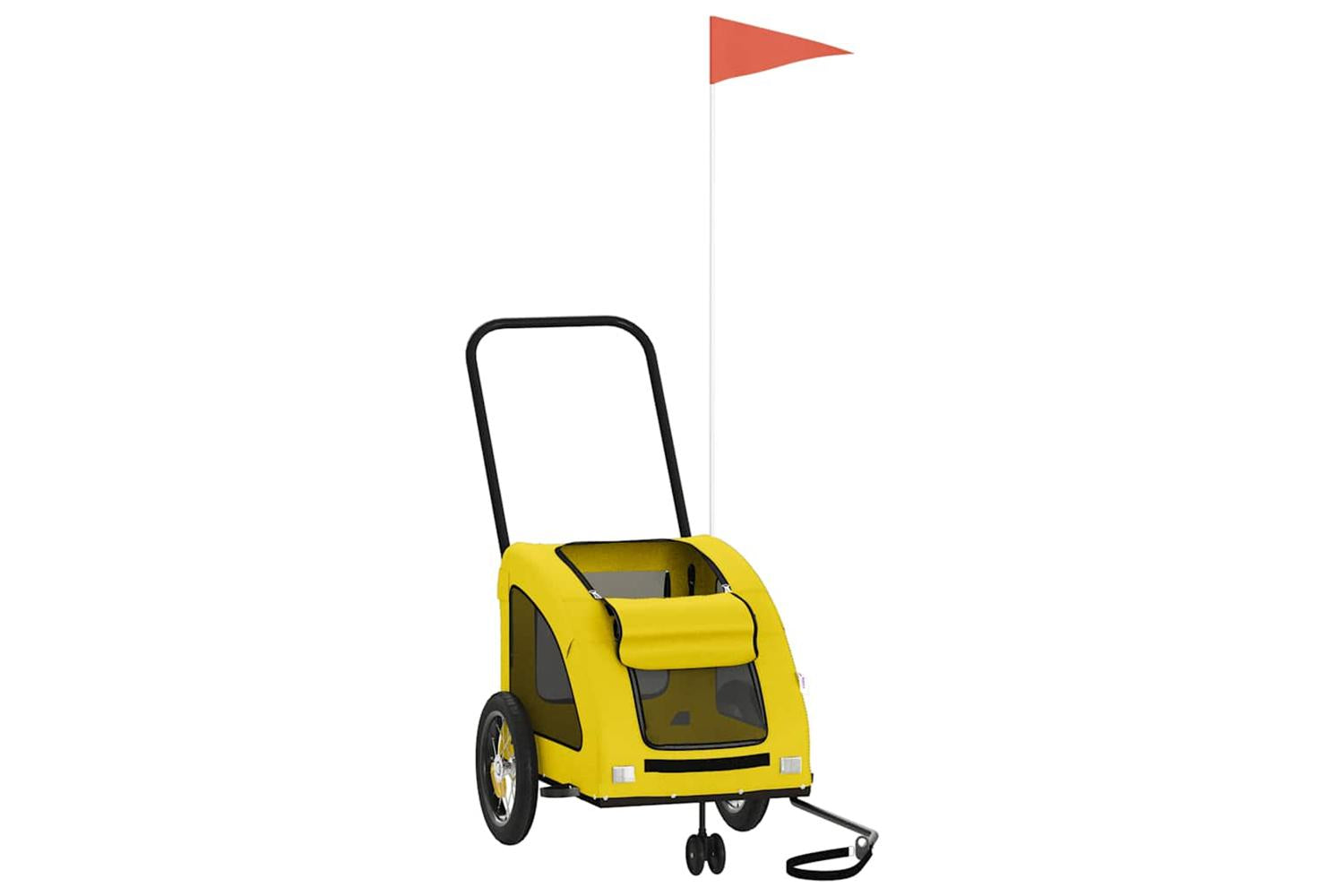 Vidaxl Pet Bike Trailer Yellow Oxford Fabric And Iron-3