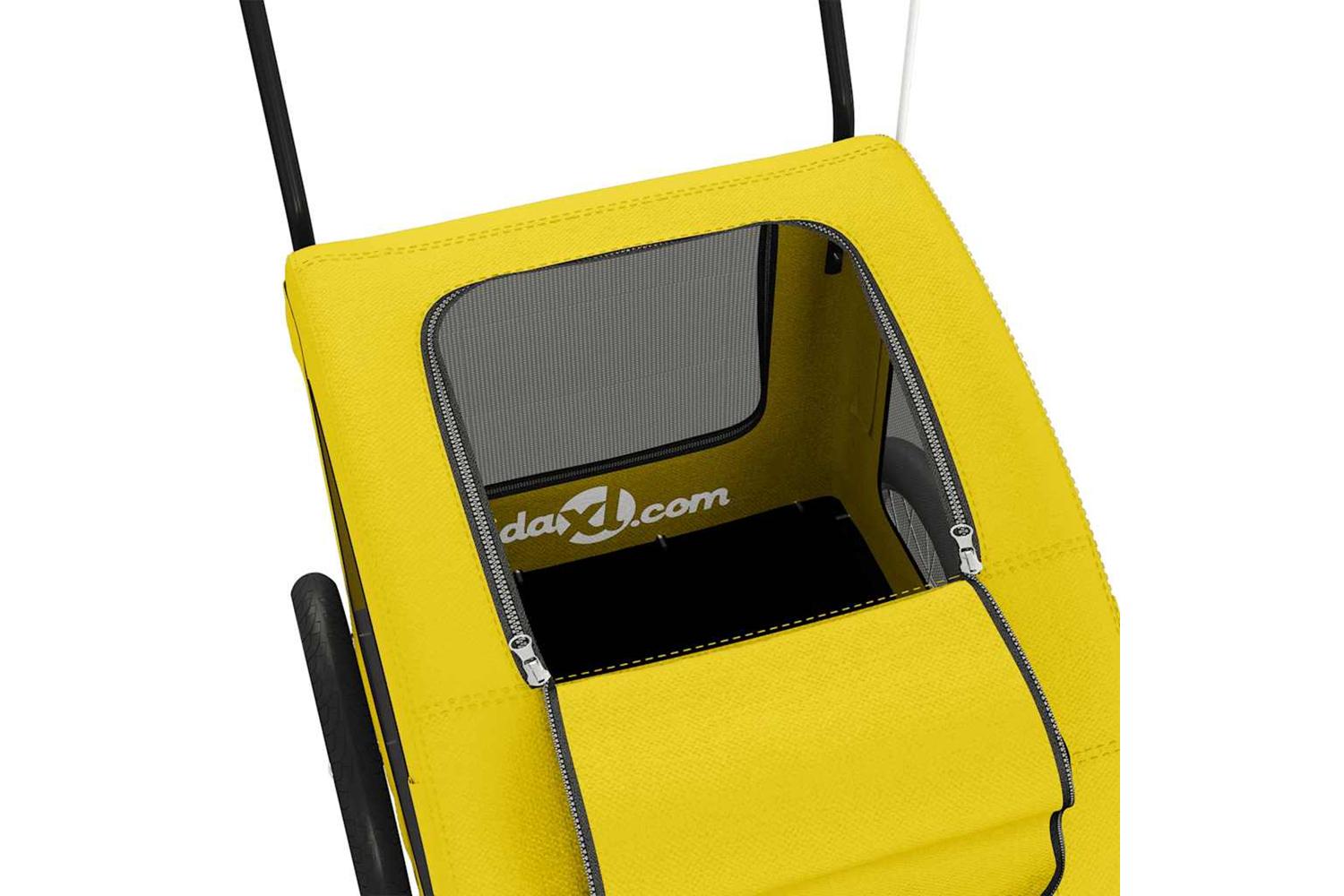 Vidaxl Pet Bike Trailer Yellow Oxford Fabric And Iron-10