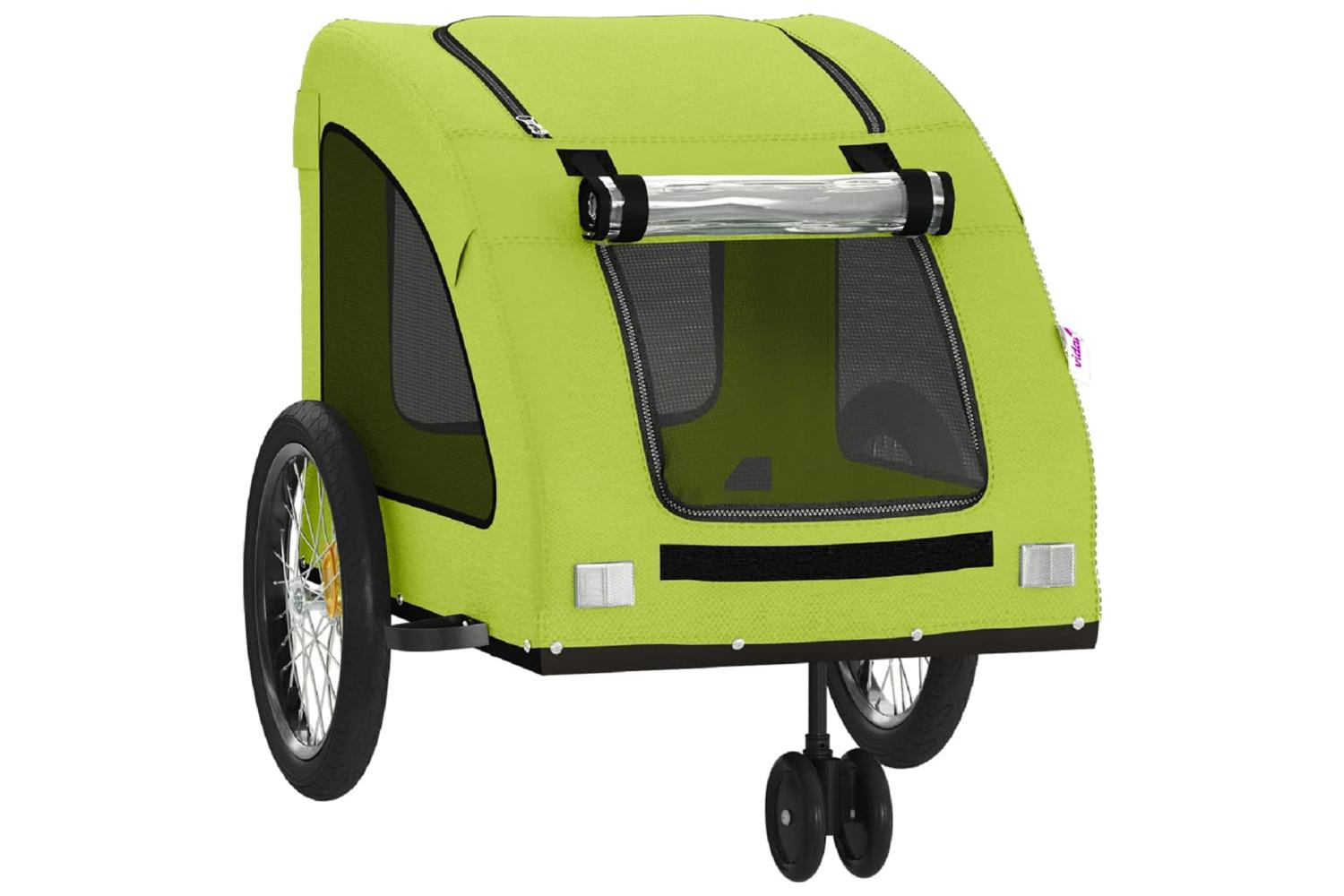 Vidaxl Pet Bike Trailer Green Oxford Fabric And Iron-5