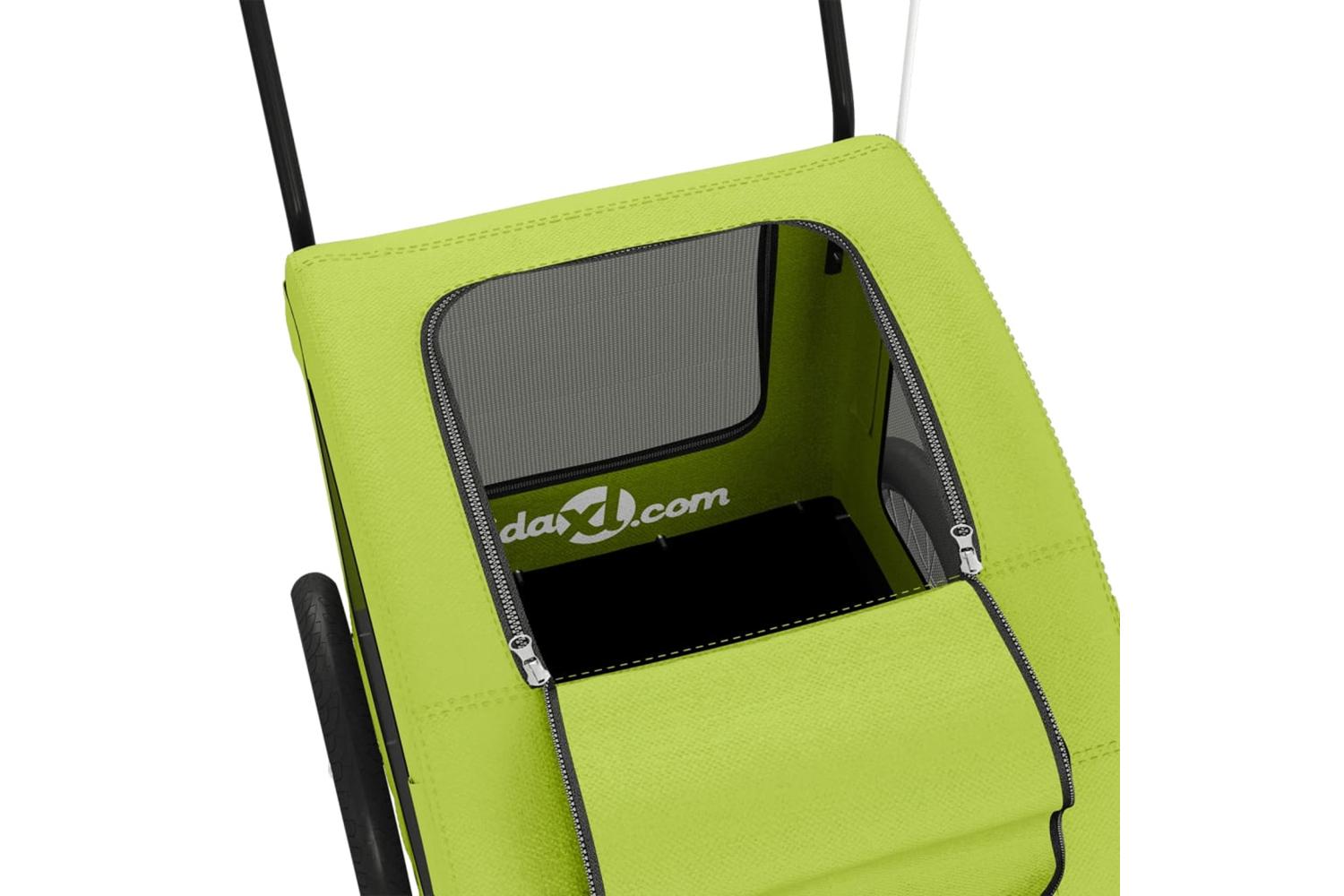 Vidaxl Pet Bike Trailer Green Oxford Fabric And Iron-10
