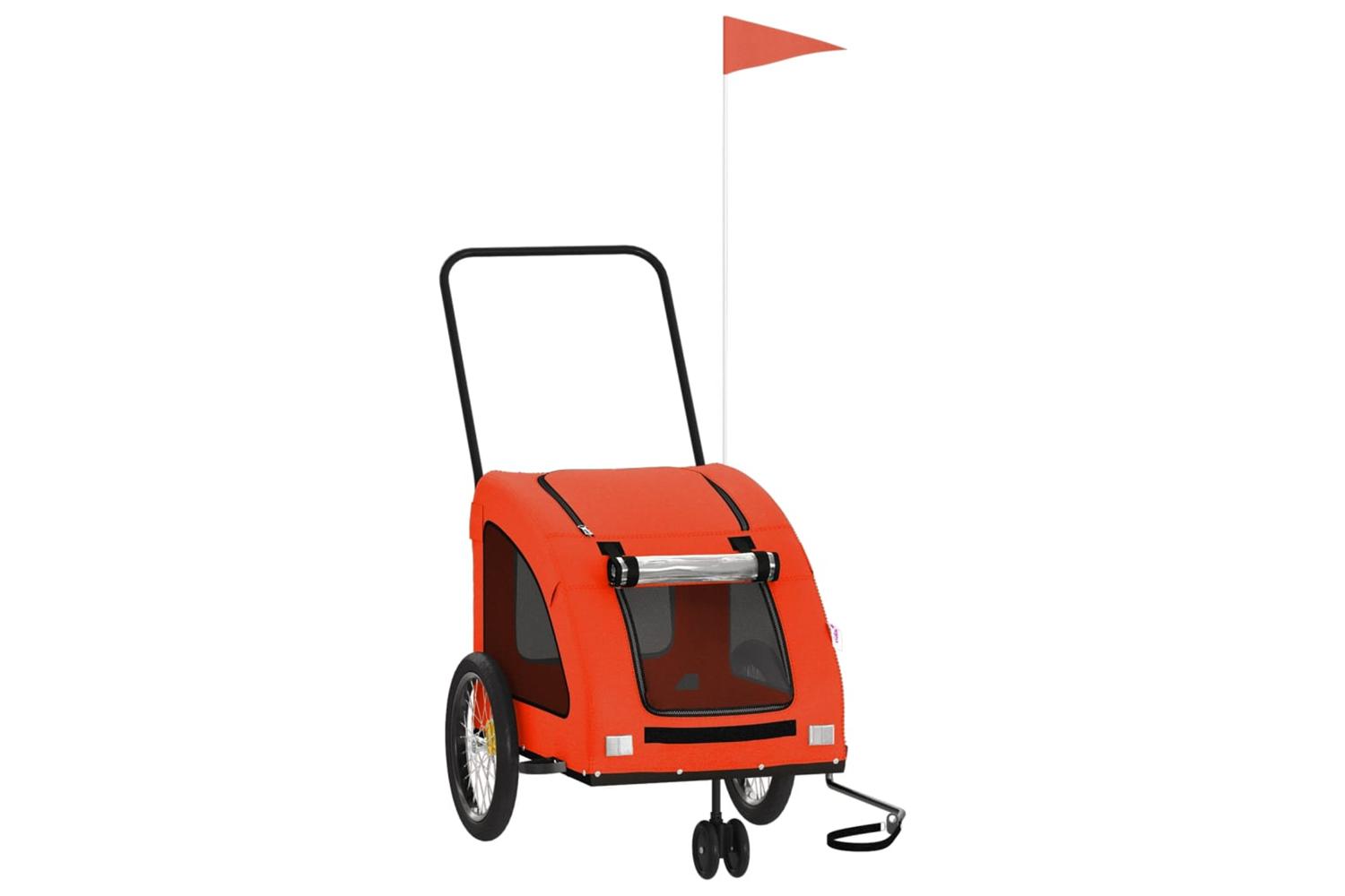 Vidaxl Pet Bike Trailer Orange And Grey Oxford Fabric And Iron-2