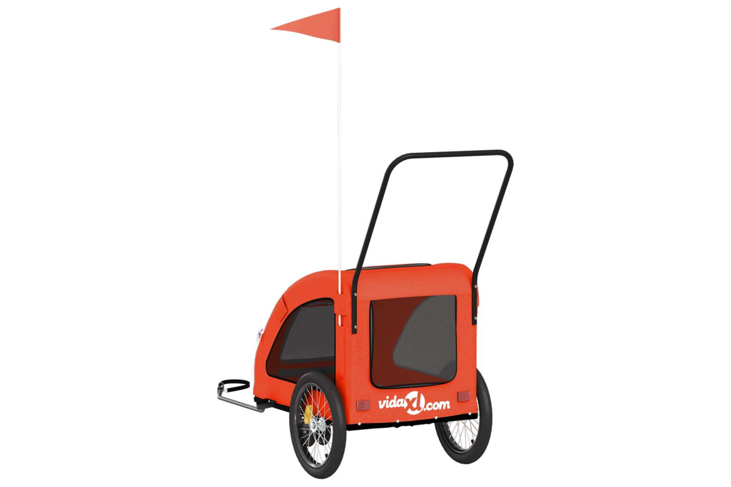 Vidaxl Pet Bike Trailer Orange And Grey Oxford Fabric And Iron-8