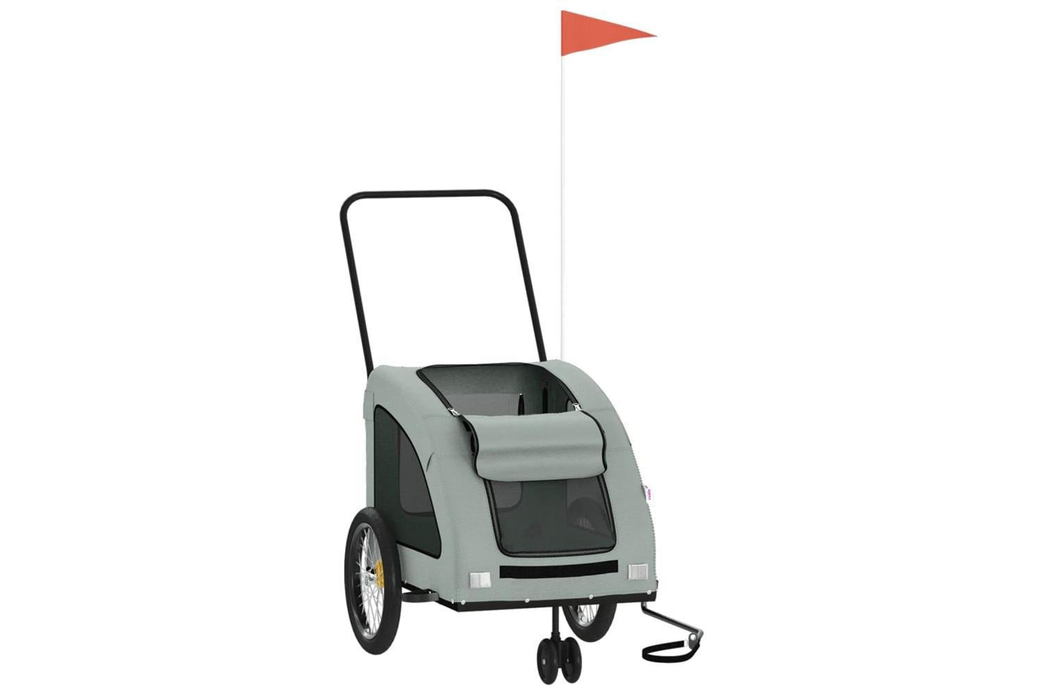 Vidaxl Pet Bike Trailer Grey Oxford Fabric And Iron-3