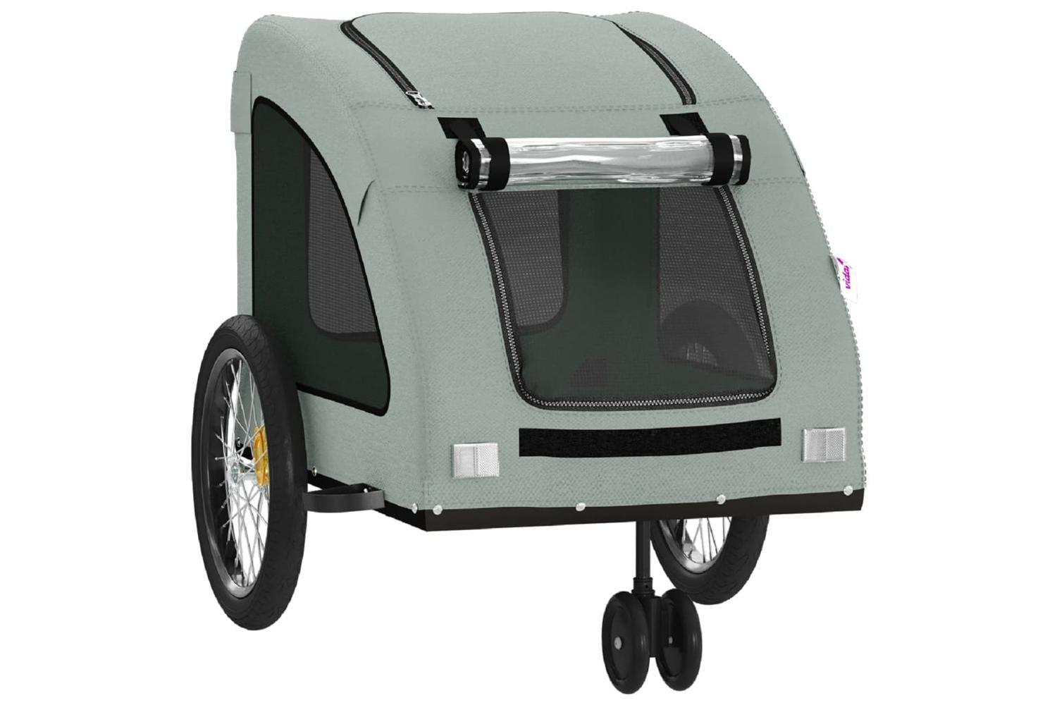 Vidaxl Pet Bike Trailer Grey Oxford Fabric And Iron-5