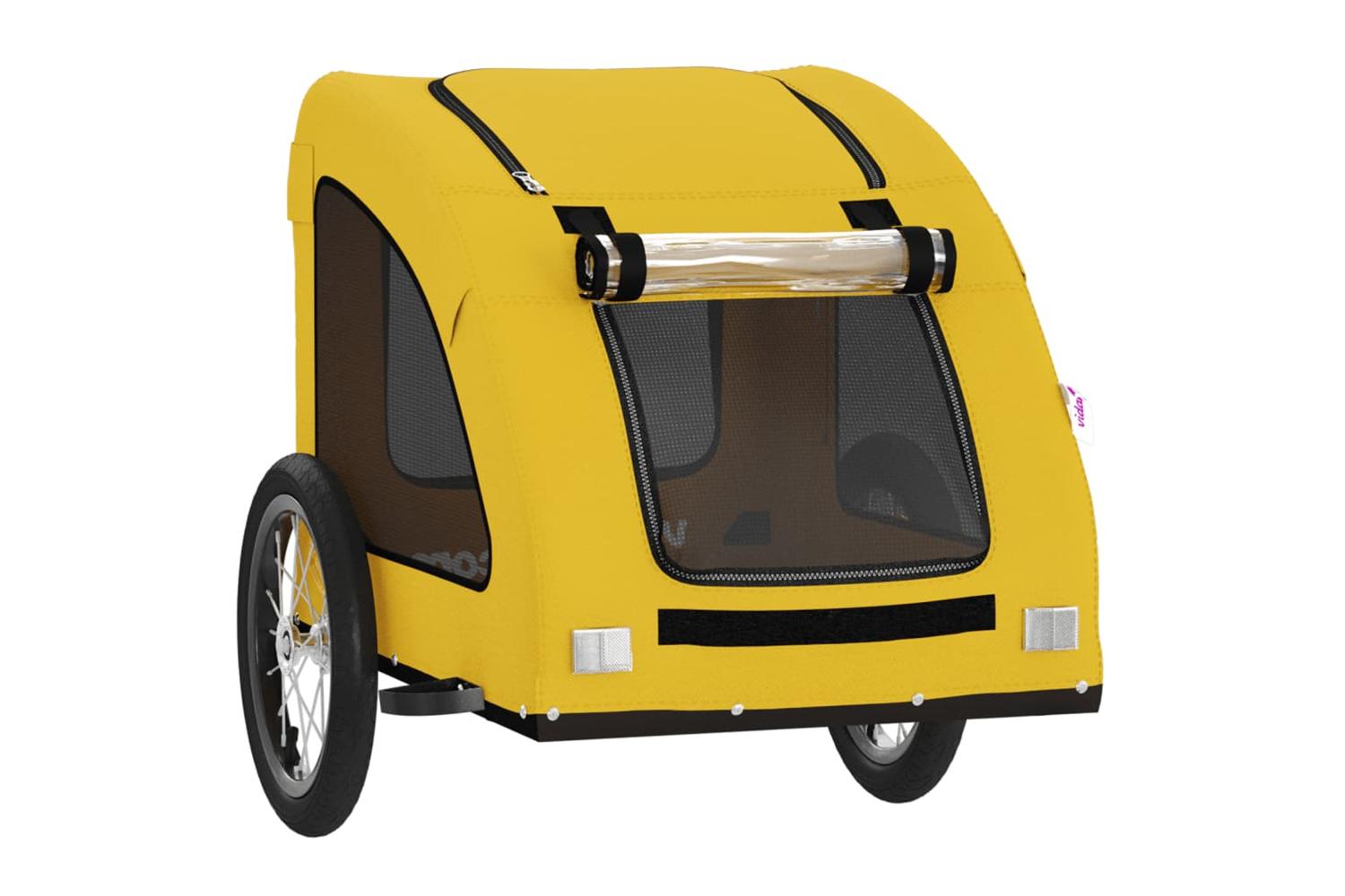 Vidaxl Pet Bike Trailer Yellow Oxford Fabric And Iron-5