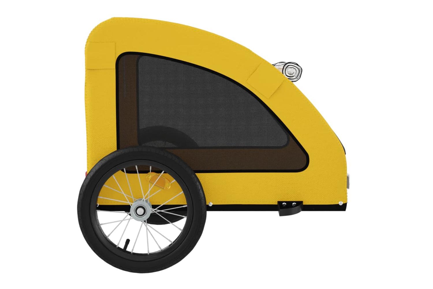 Vidaxl Pet Bike Trailer Yellow Oxford Fabric And Iron-7