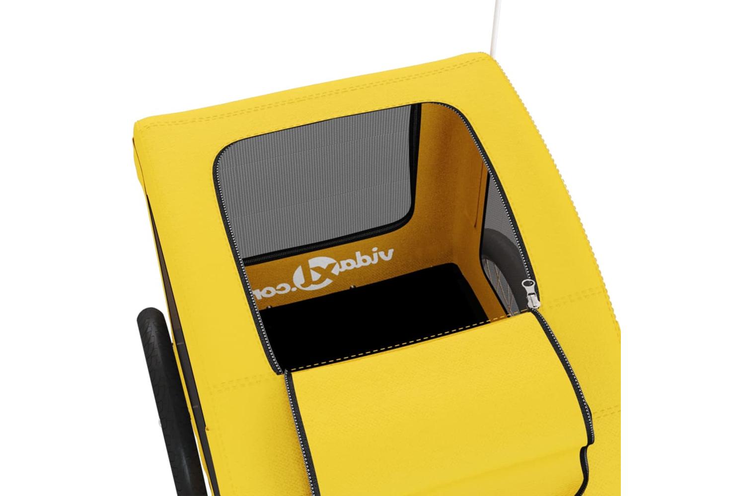 Vidaxl Pet Bike Trailer Yellow Oxford Fabric And Iron-10