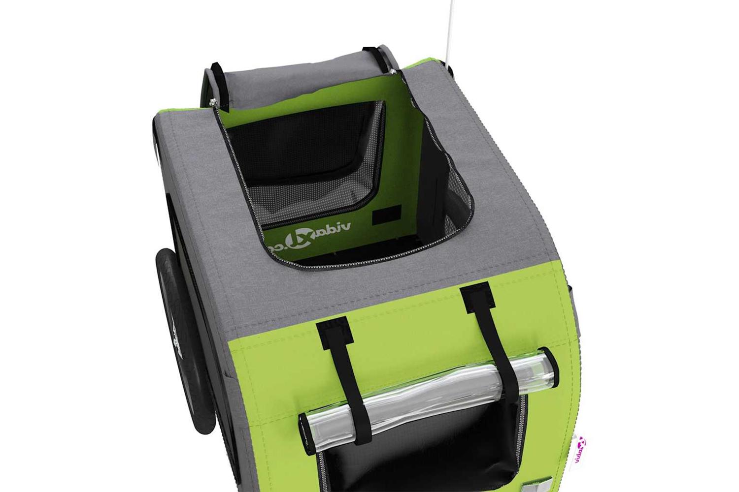 Vidaxl Pet Bike Trailer Green And Grey Oxford Fabric And Iron-10