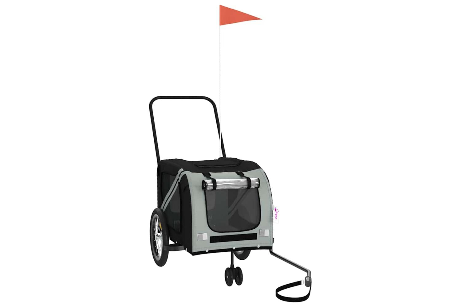 Vidaxl Pet Bike Trailer Grey And Black Oxford Fabric And Iron-2